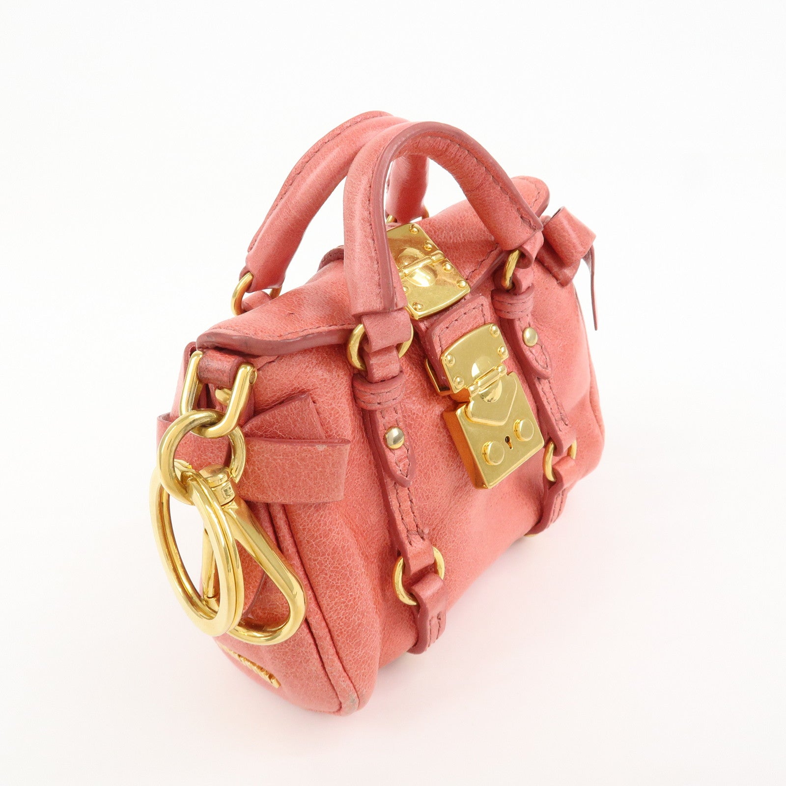 MIUMIU Leather Small Purse Bag Charm Key Charm Pink