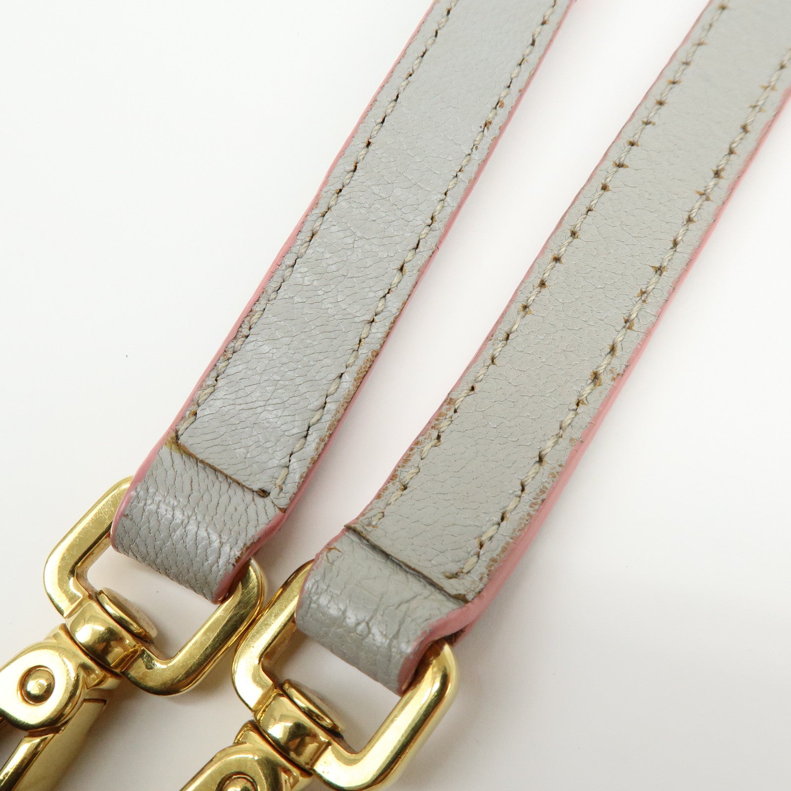 MIU MIU Madras Leather 2Way Bag Hand Bag Gray Pink 5BA003