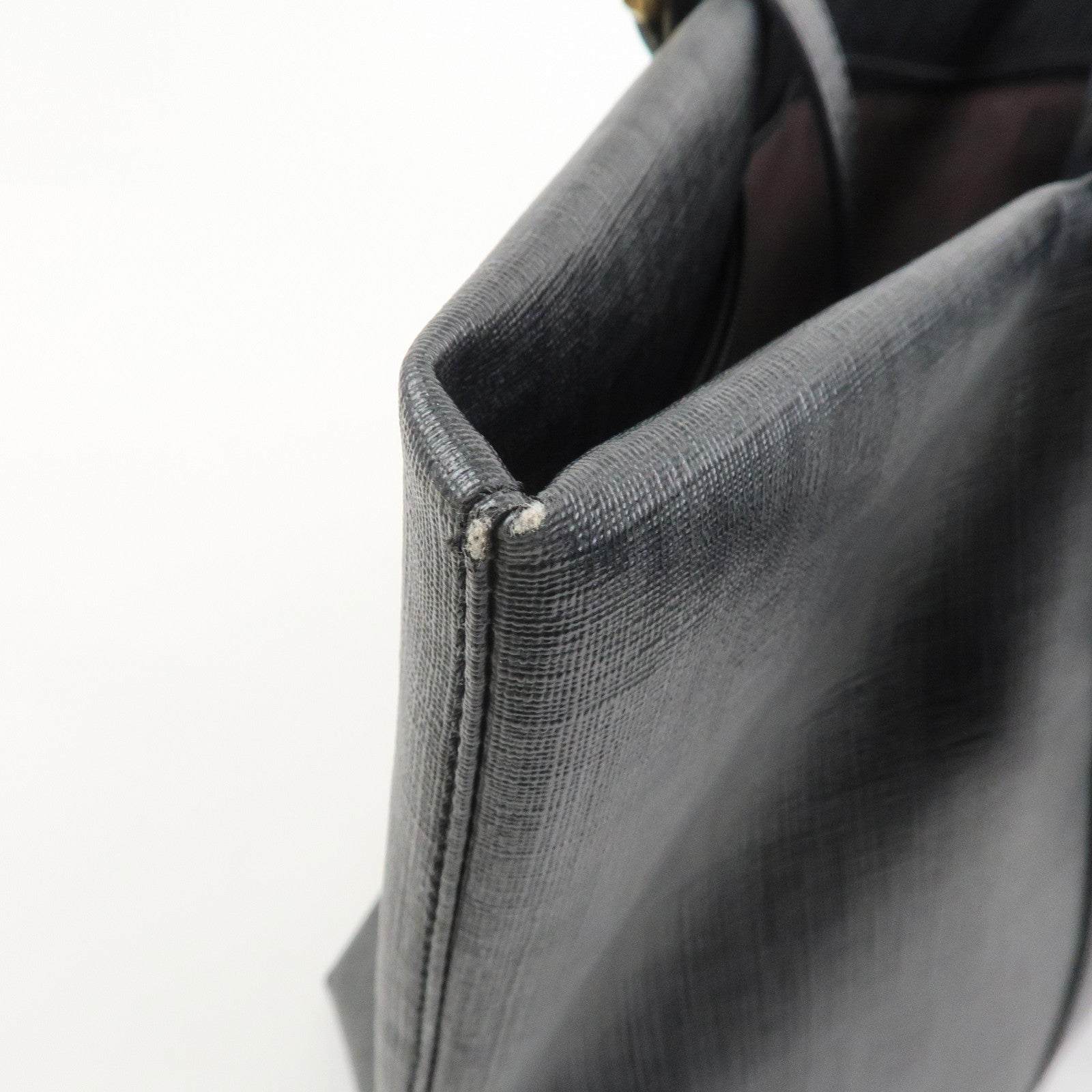 FENDI Zucchino PVC Leather Tote Bag Shoulder Bag Black 8BH215