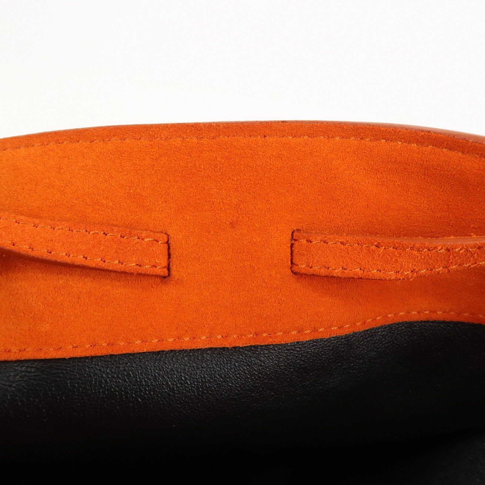 CELINE Suede Calf Leather Shoulder Bag Hand Bag Orange Black