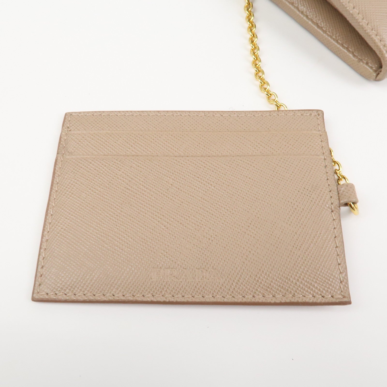 PRADA Triangle Logo Saffiano Leather Long Wallet Pink Beige 1MH132