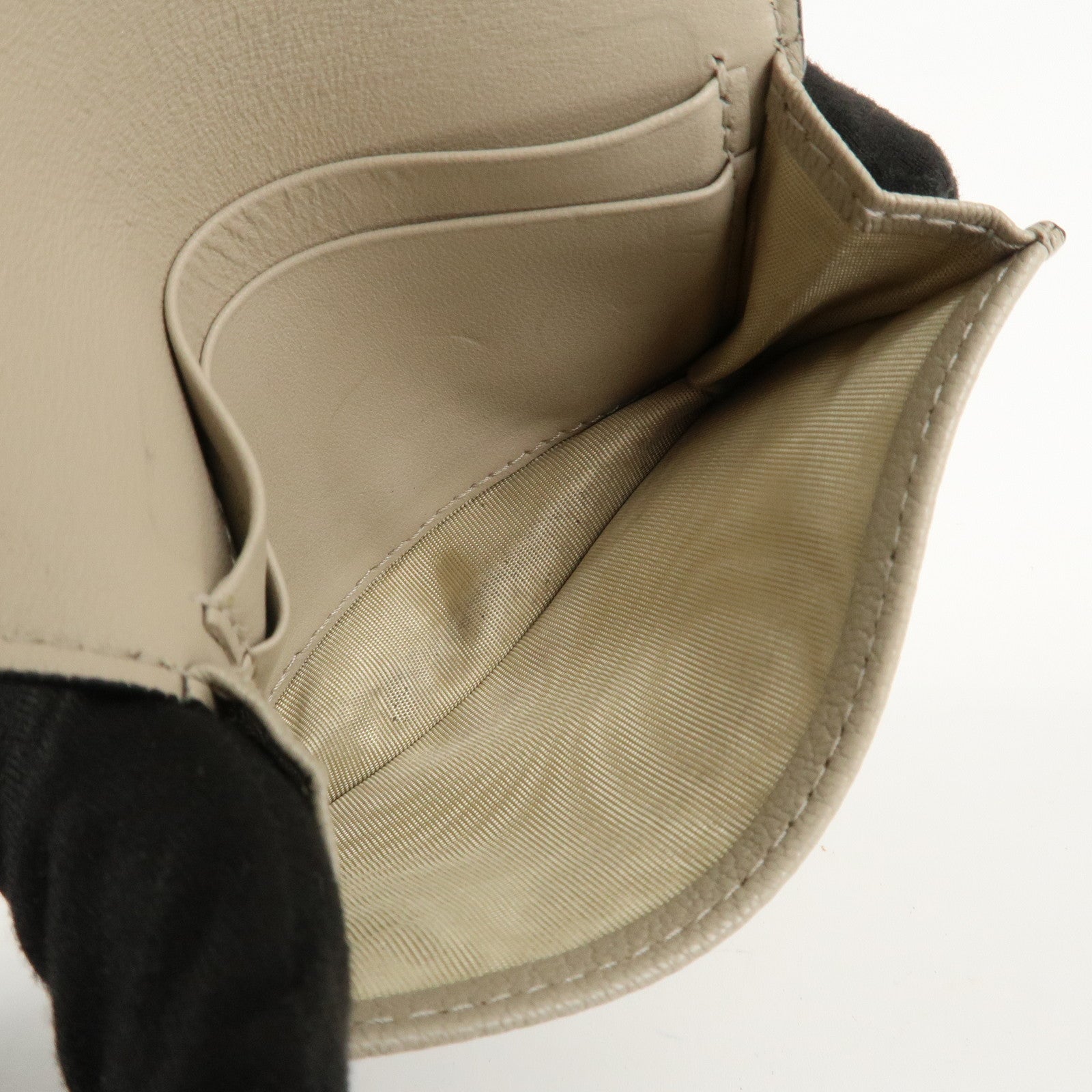 Christian Dior Leather Card Case Beige Gold HDW 44-MA-0248 Used