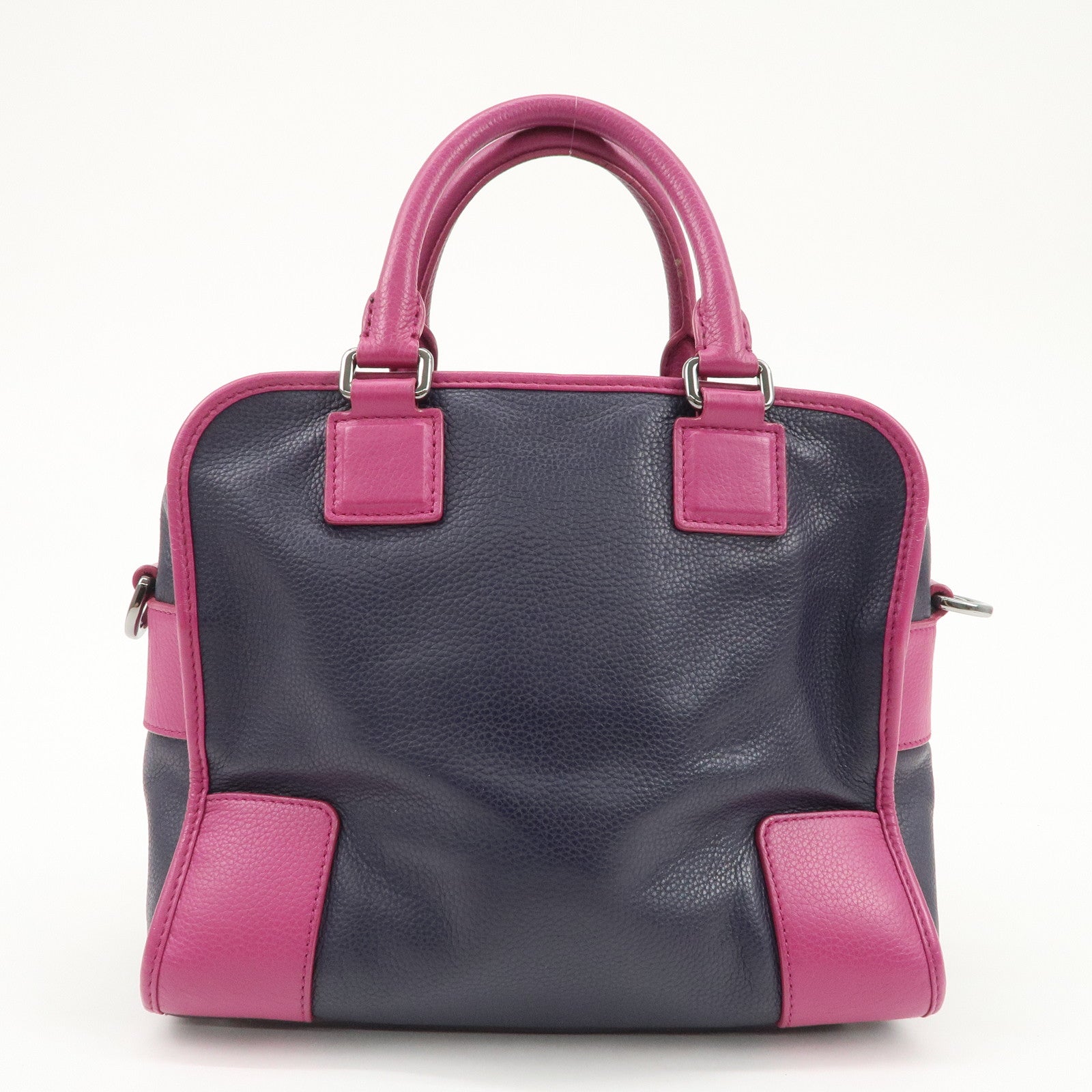 LOEWE Cruz Leather 2Way Hand Bag Navy Purple Used