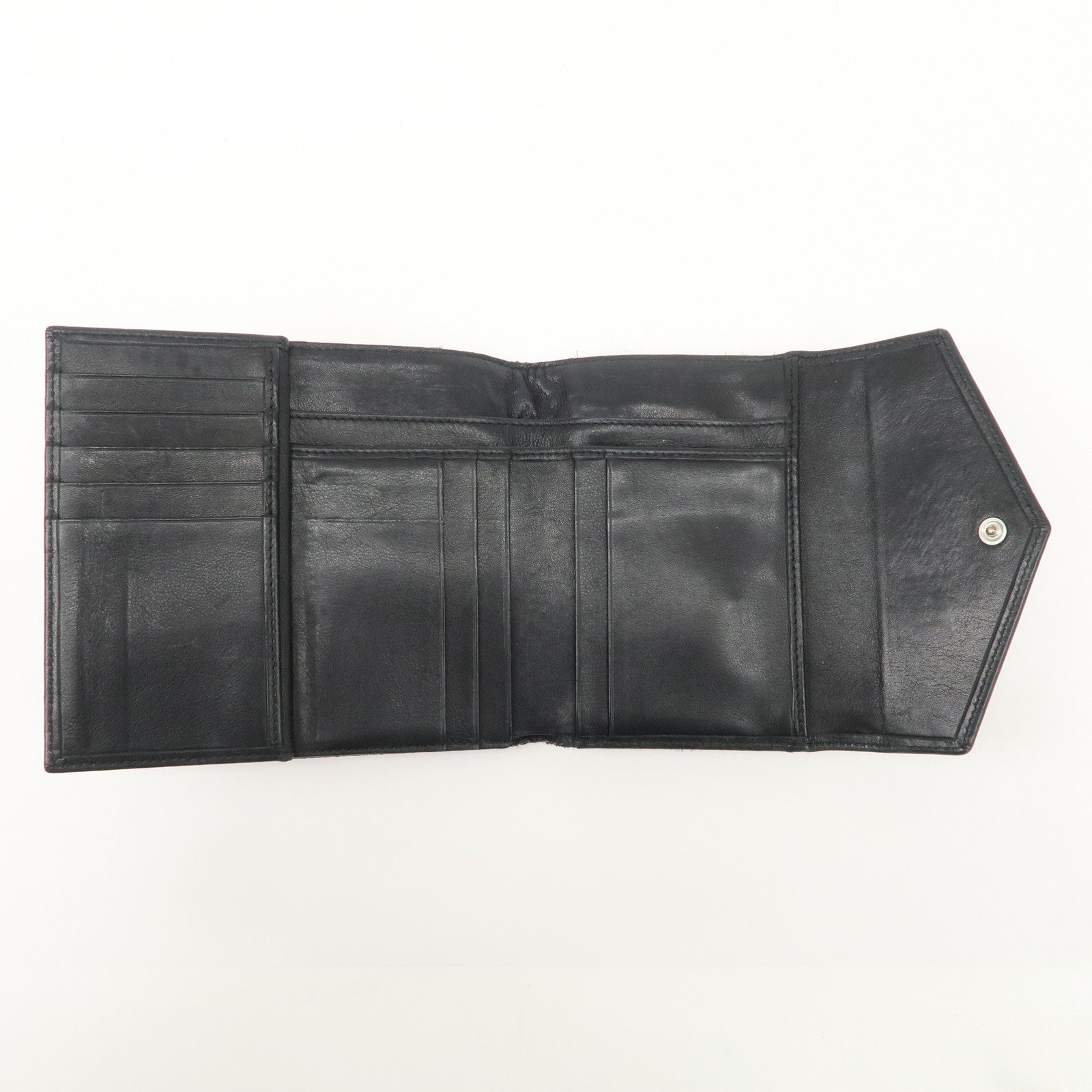 Christian Dior Trotter Leather Canvas Tri-Hold Wallet Black Silver