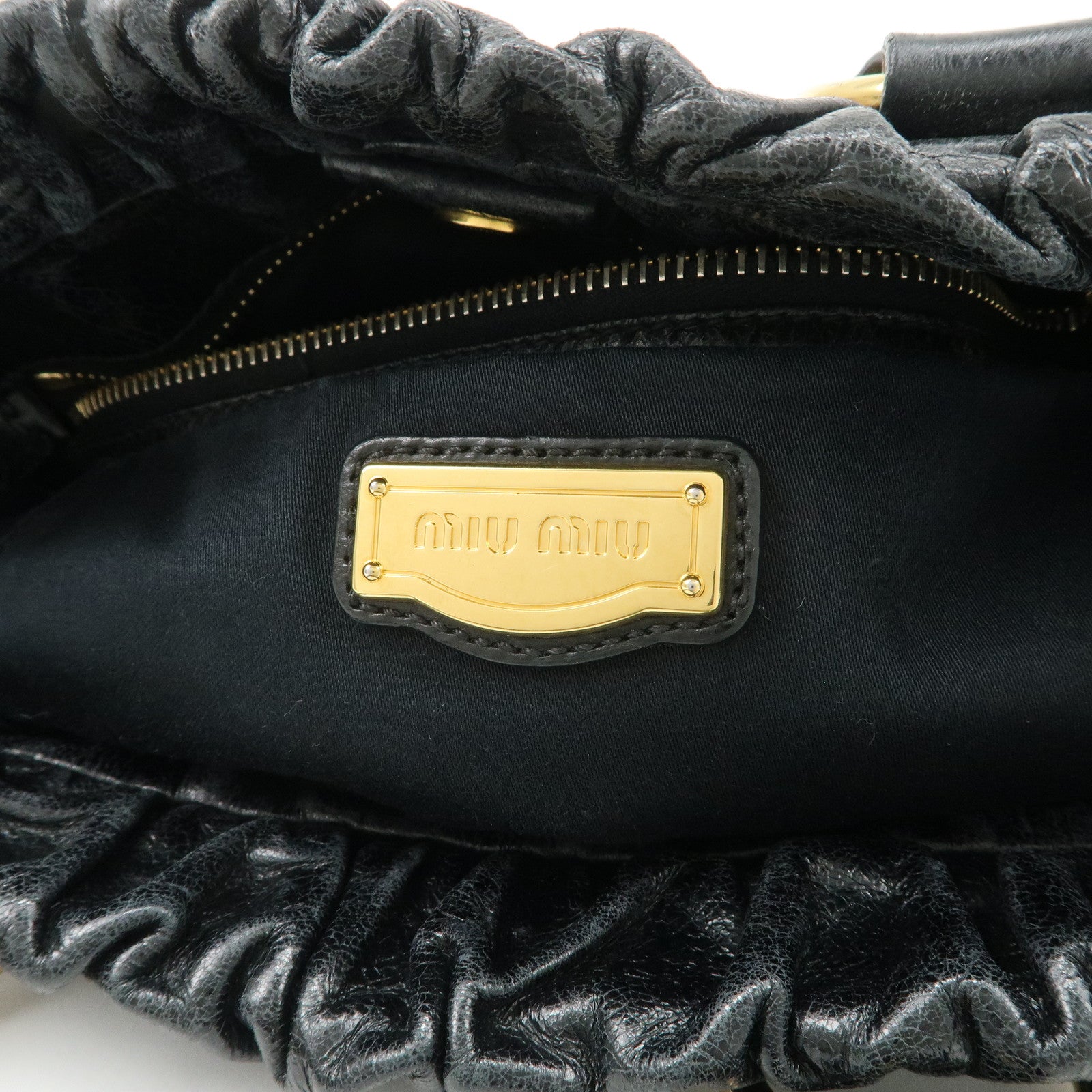MIU MIU Patent Leather 2Way Tote Bag Shoulder Bag Black RT0383