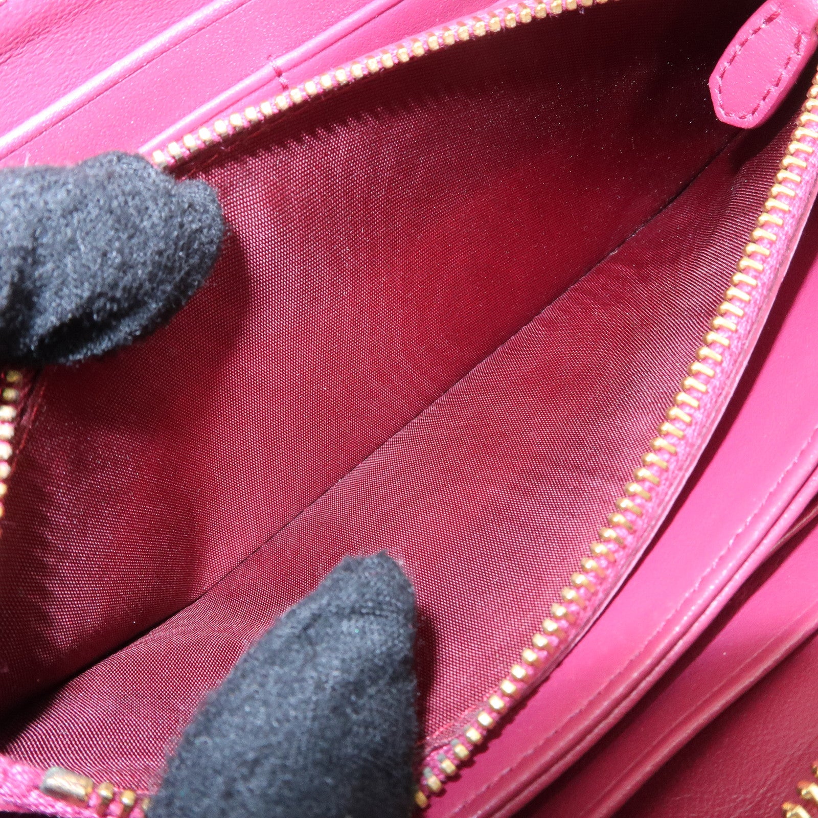 PRADA Nylon Saffiano Leather Round Zippy Long Wallet Pink 1M0506 Used