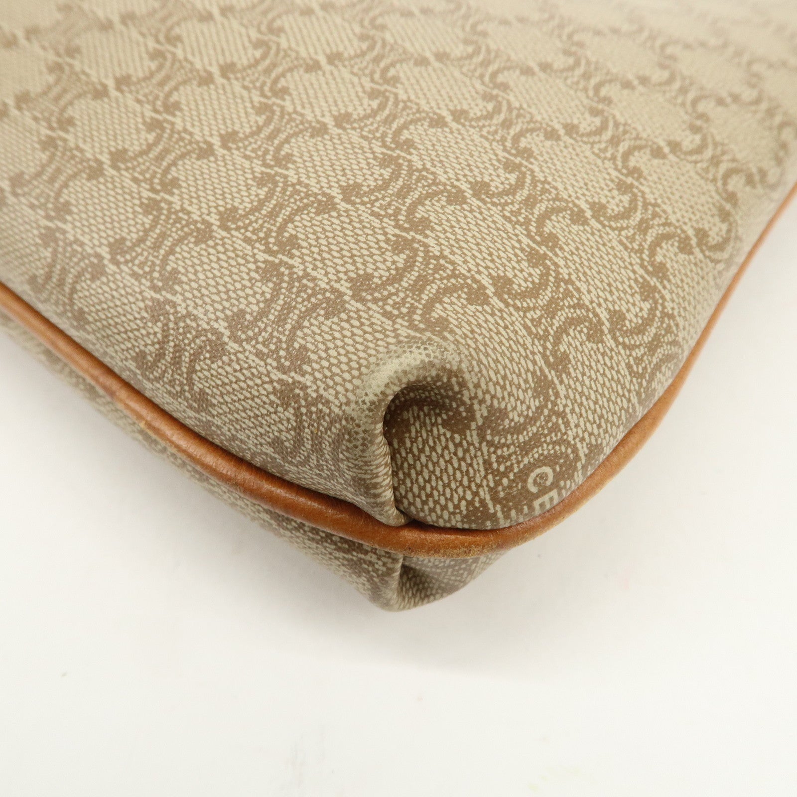CELINE Macadam PVC Leather Clutch Bag Hand Bag Brown Beige