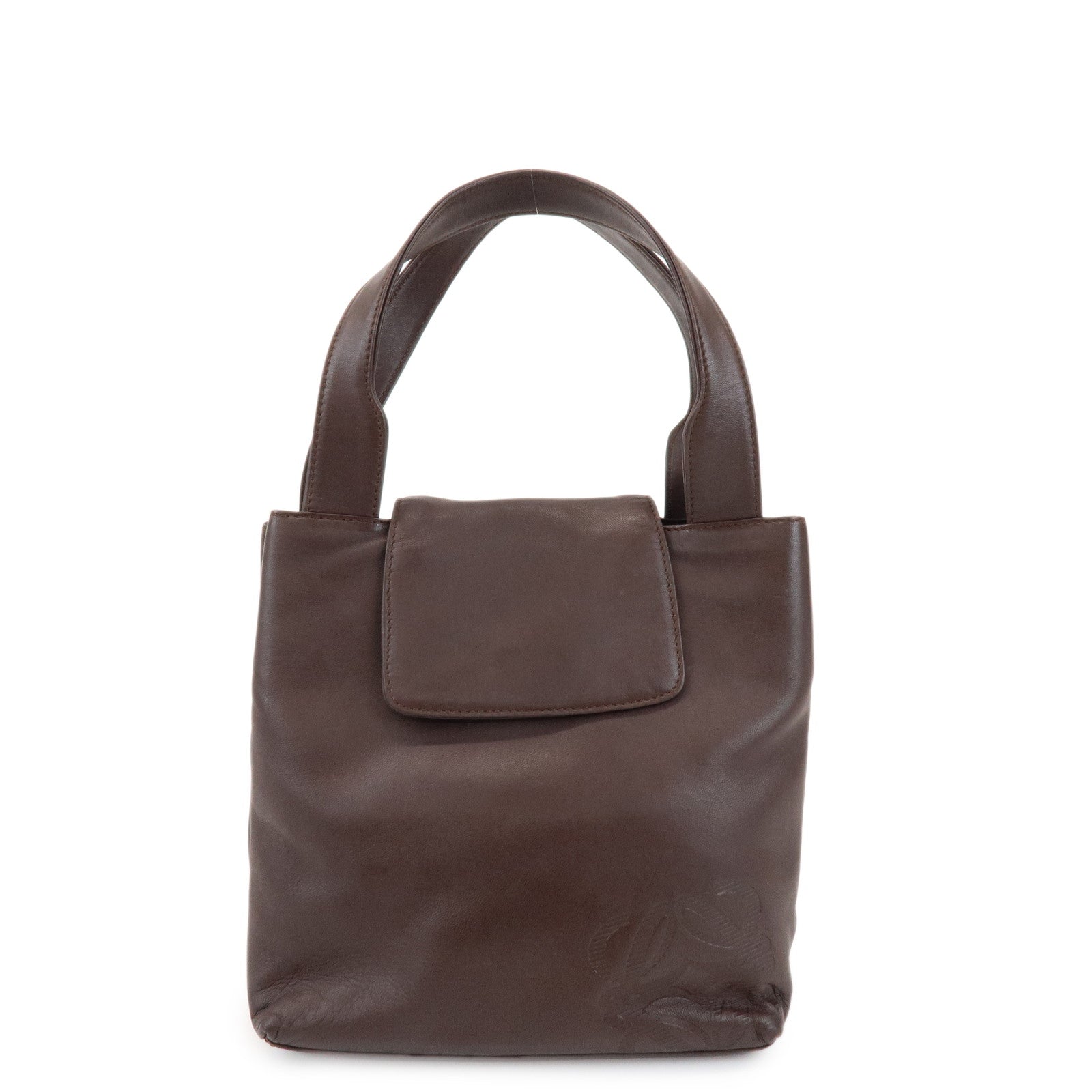 LOEWE Anagram Logo Leather Hand Bag Mini Tote Bag Brown