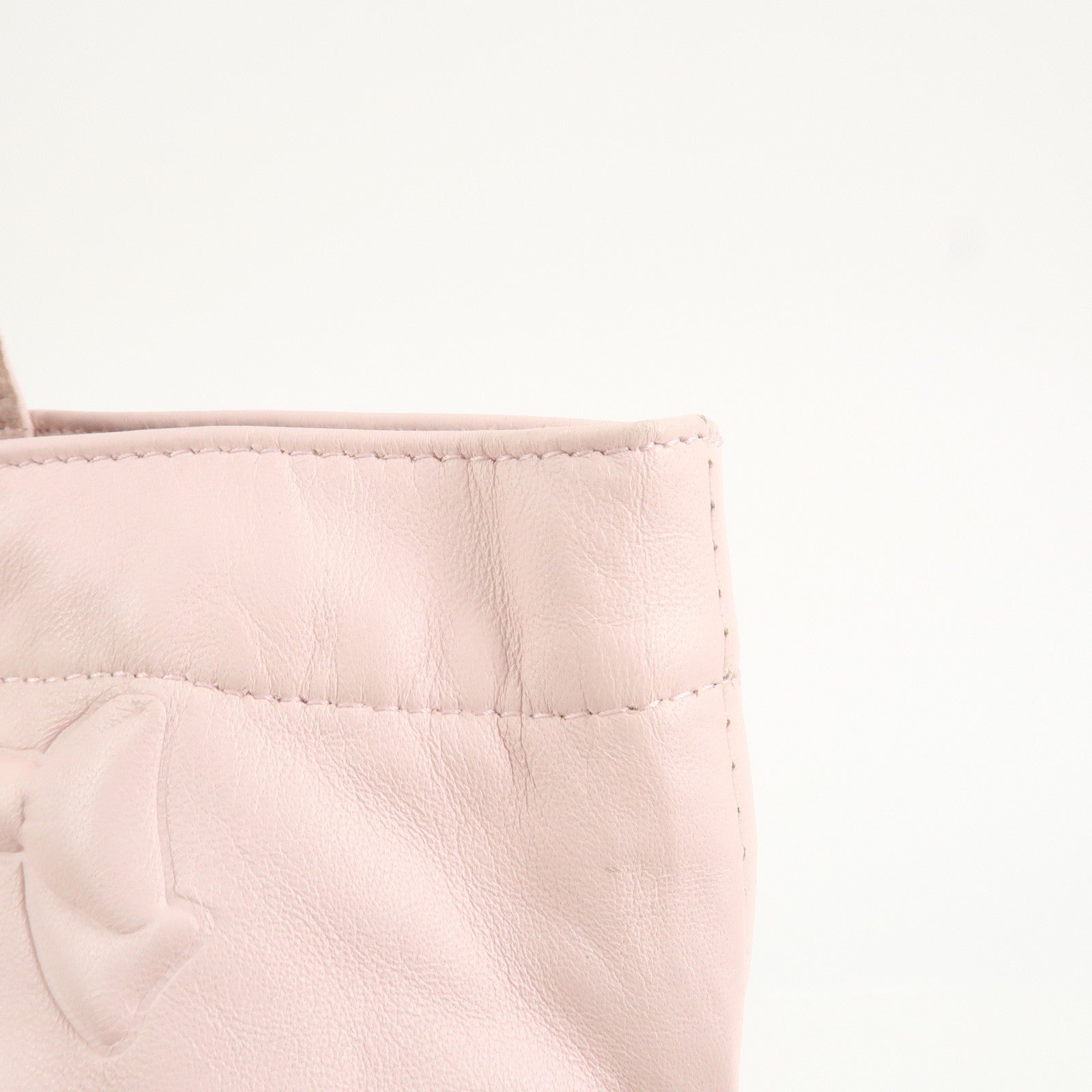 VALENTINO Leather Ribbon Motif Tote Bag Hand Bag Shoulder Bag Pink