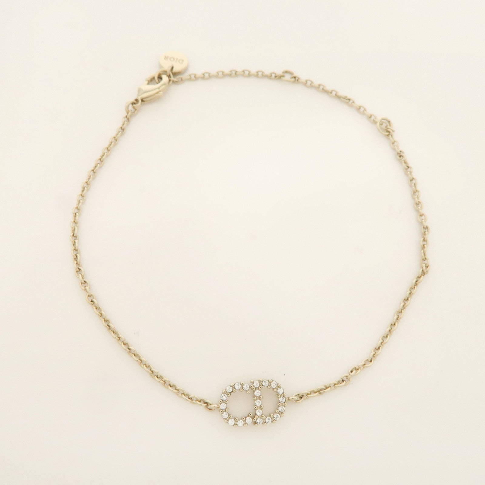 Christian Dior CD Logo Metal Rhinestone Bracelet Gold