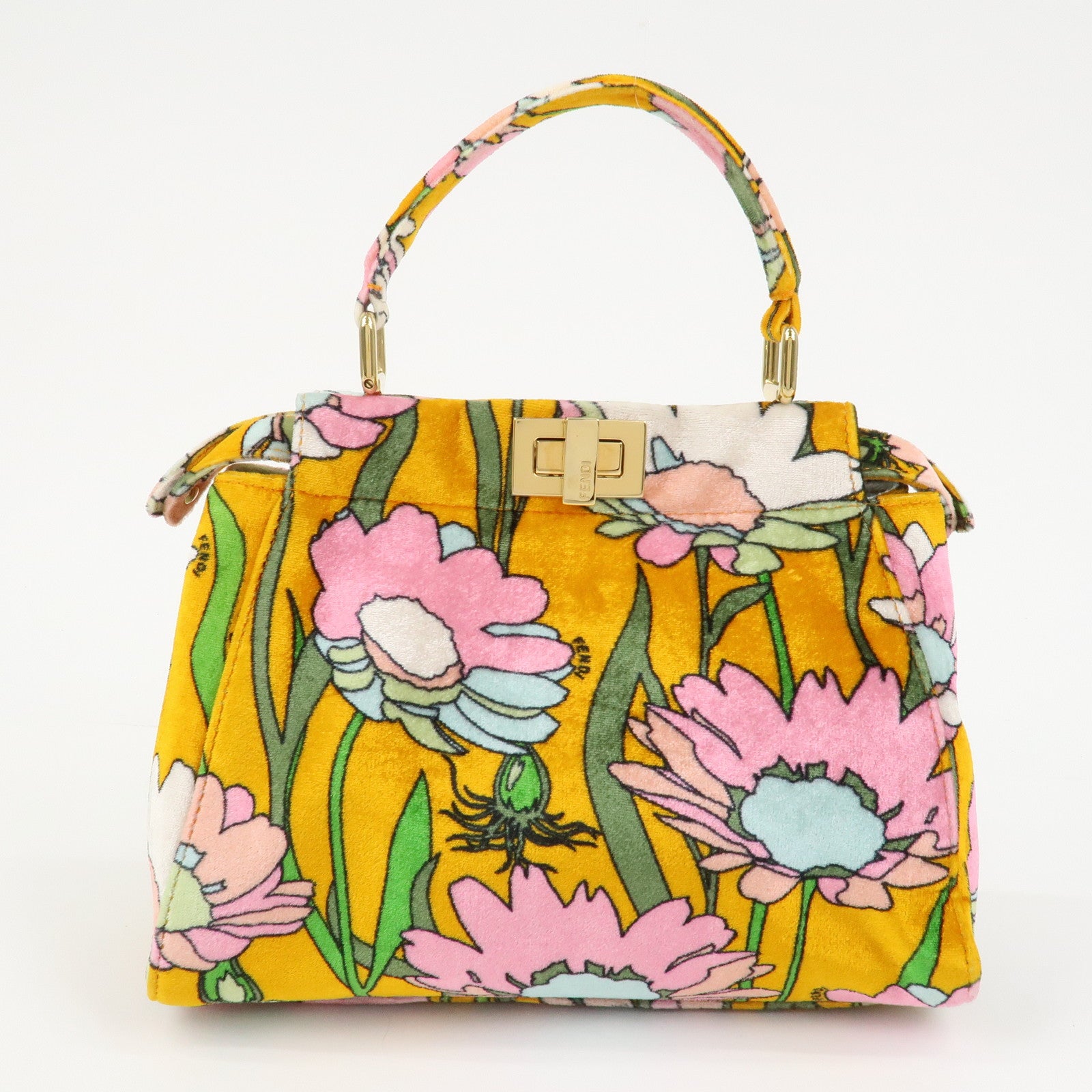 FENDI Peekaboo Small Velour 2Way Shoulder Bag Hand Bag BN244