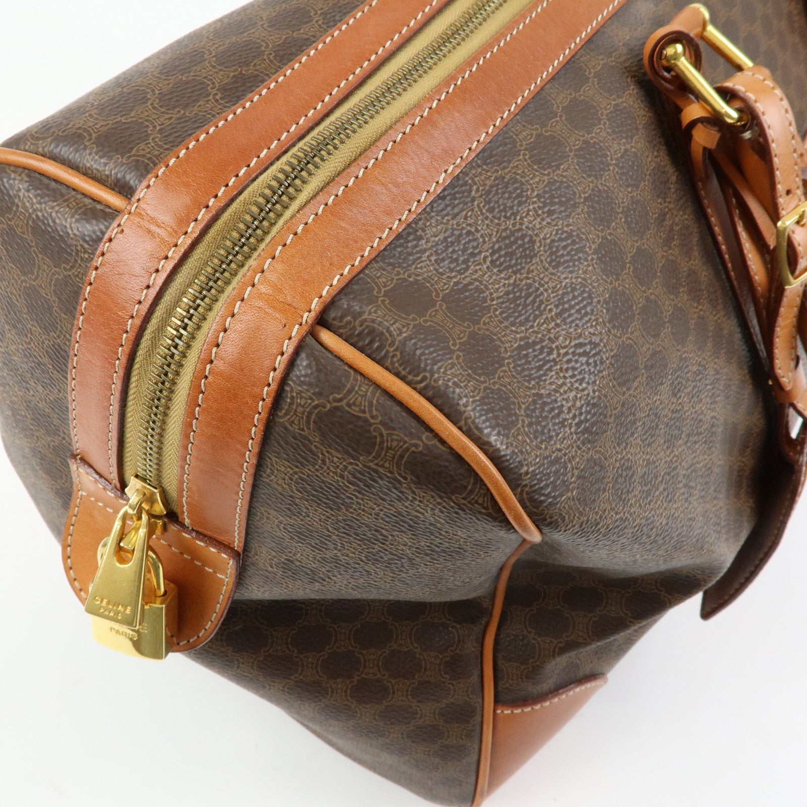 CELINE Macadam PVC Leather Boston Bag Hand Bag Travel Bag