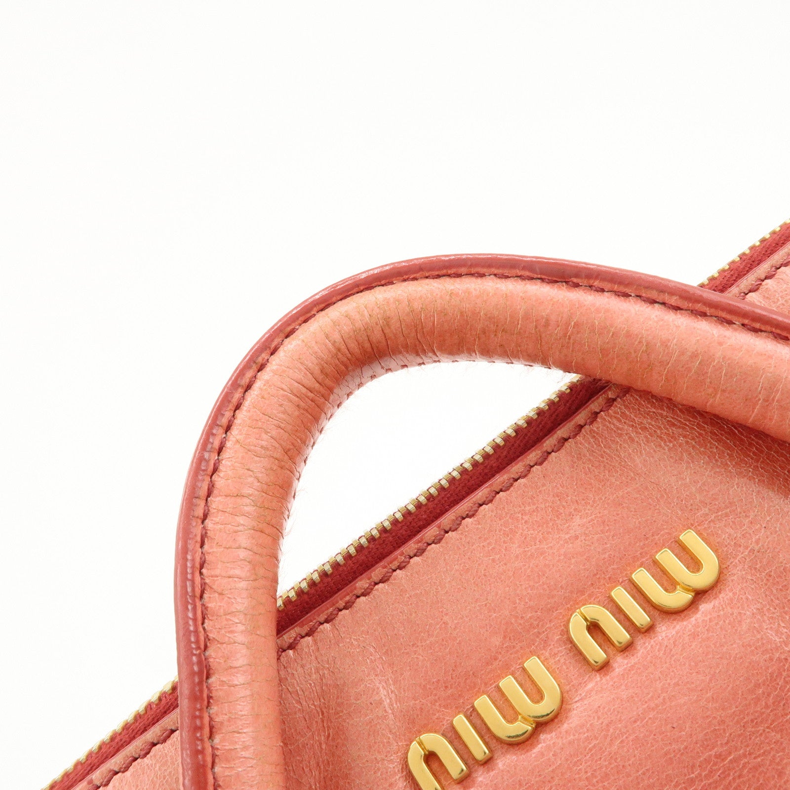 MIU MIU Leather Ribbon 2Way Shoulder Bag Hand Bag Pink RT0365