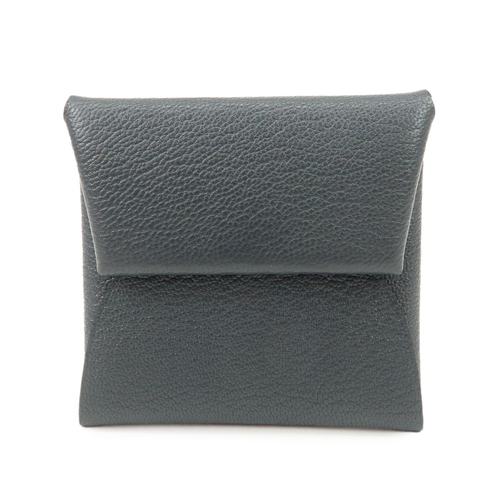 HERMES Bastia Chevre Leather Coin Case Wallet W Stamped Gray