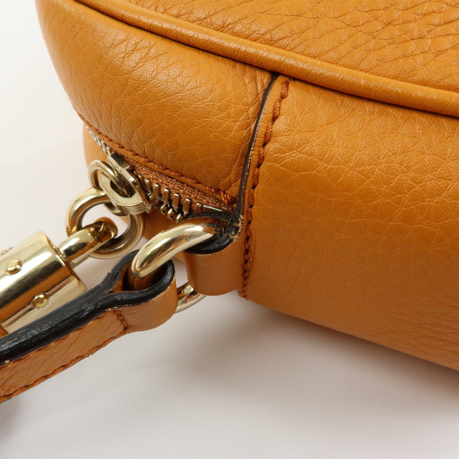 GUCCI SOHO Leather Shoulder Bag Crossbody Bag Orange 308864