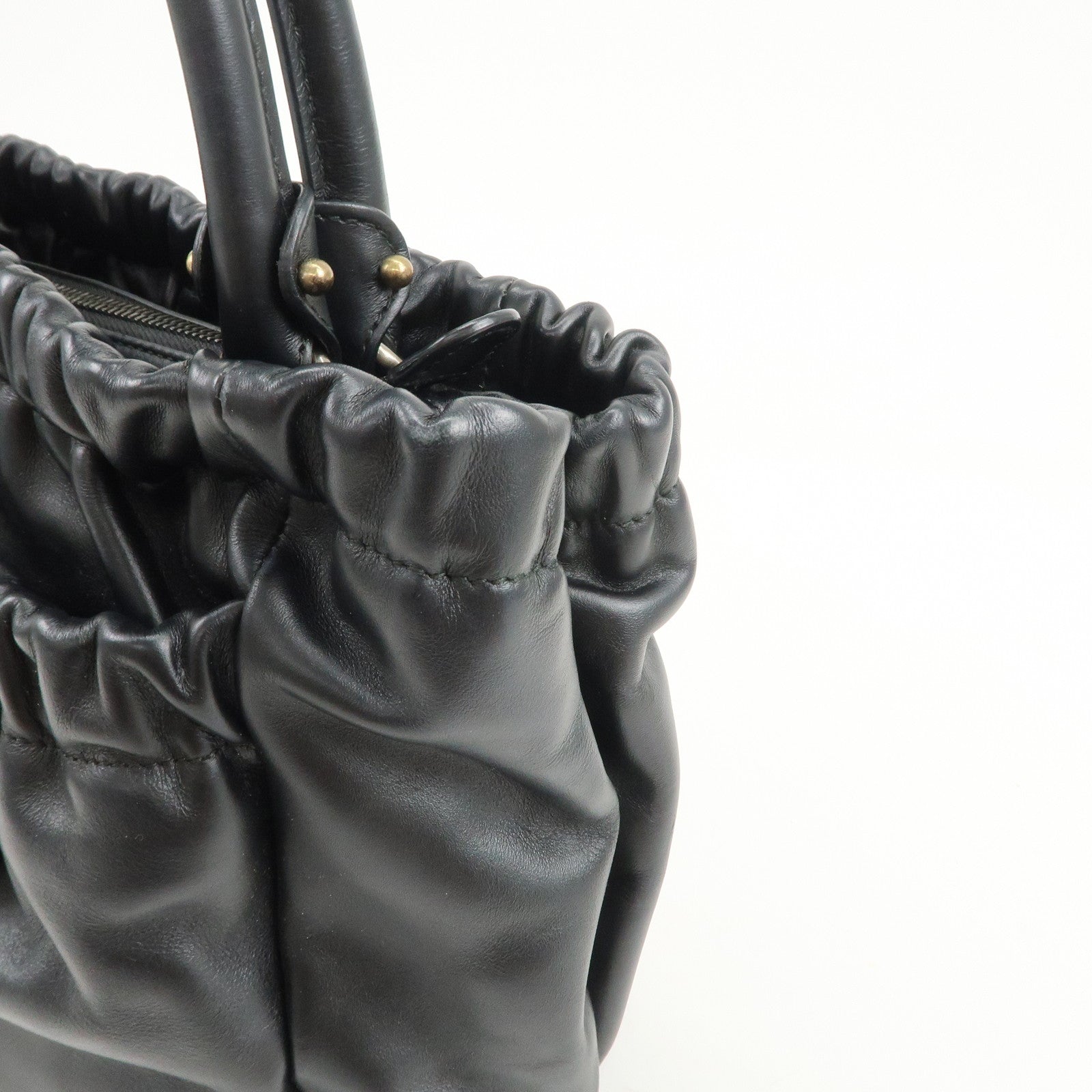 Ferragamo Vara Ribbon Leather 2Way Bag Hand Bag Shoulder Bag Black