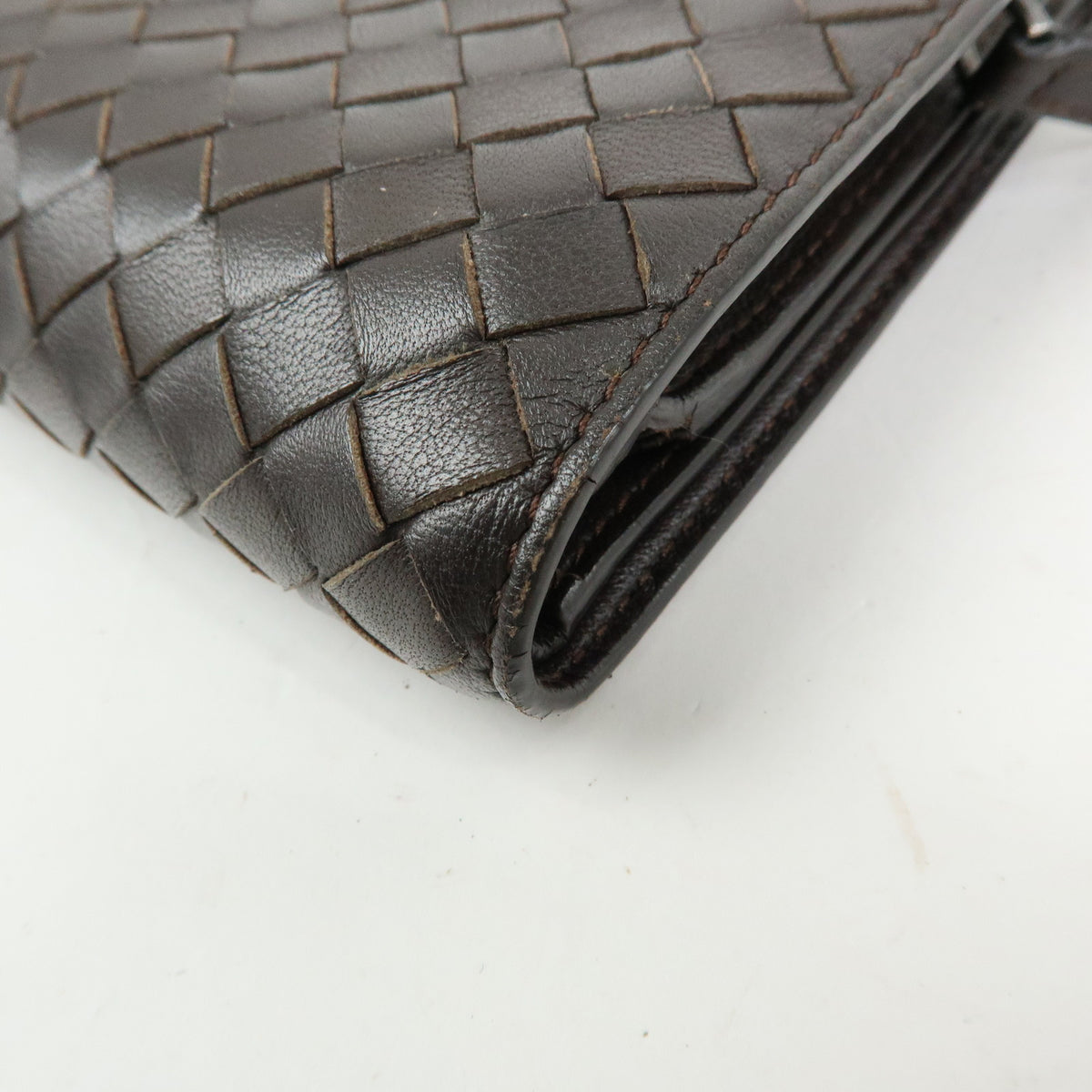 BOTTEGA VENETA Intrecciato Leather Bi-fold Long Wallet Brown