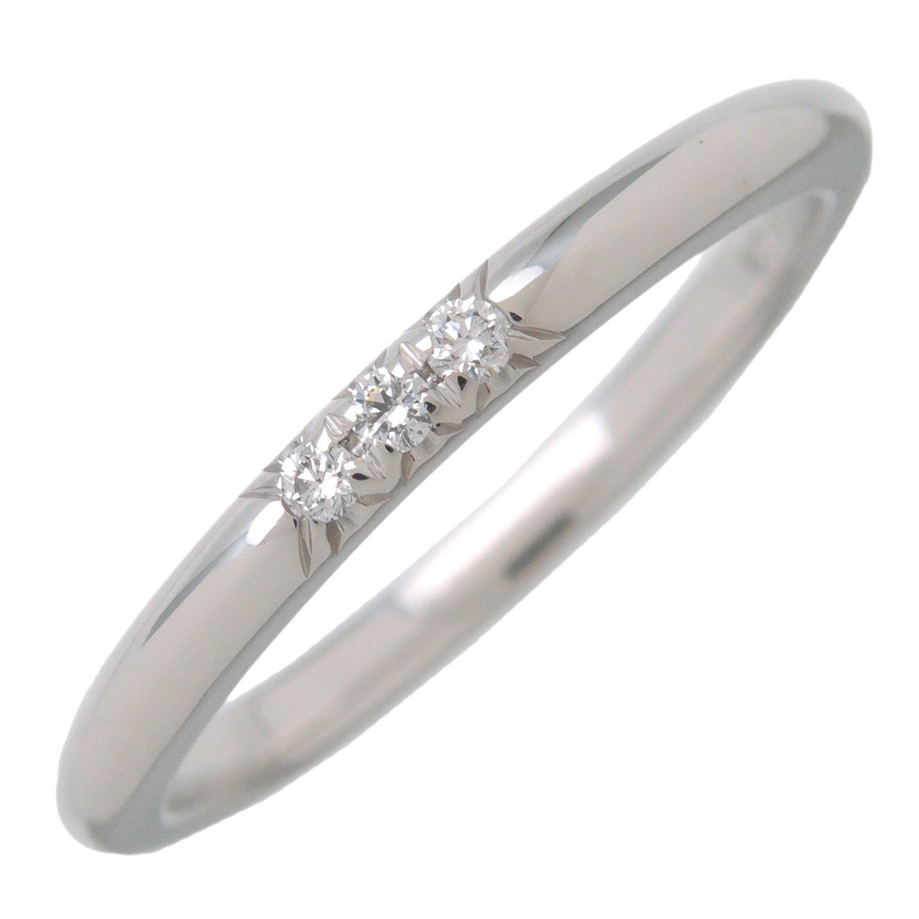 Tiffany & Co Classic Band 3P Diamond Ring PT950 #8 Platinum