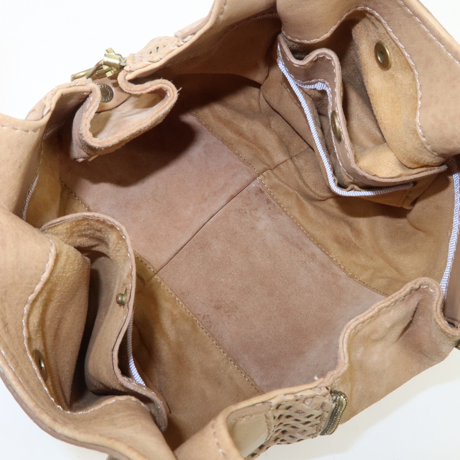 JIMMY CHOO Leather Shoulder Bag Hand Bag Beige Gold Hardware