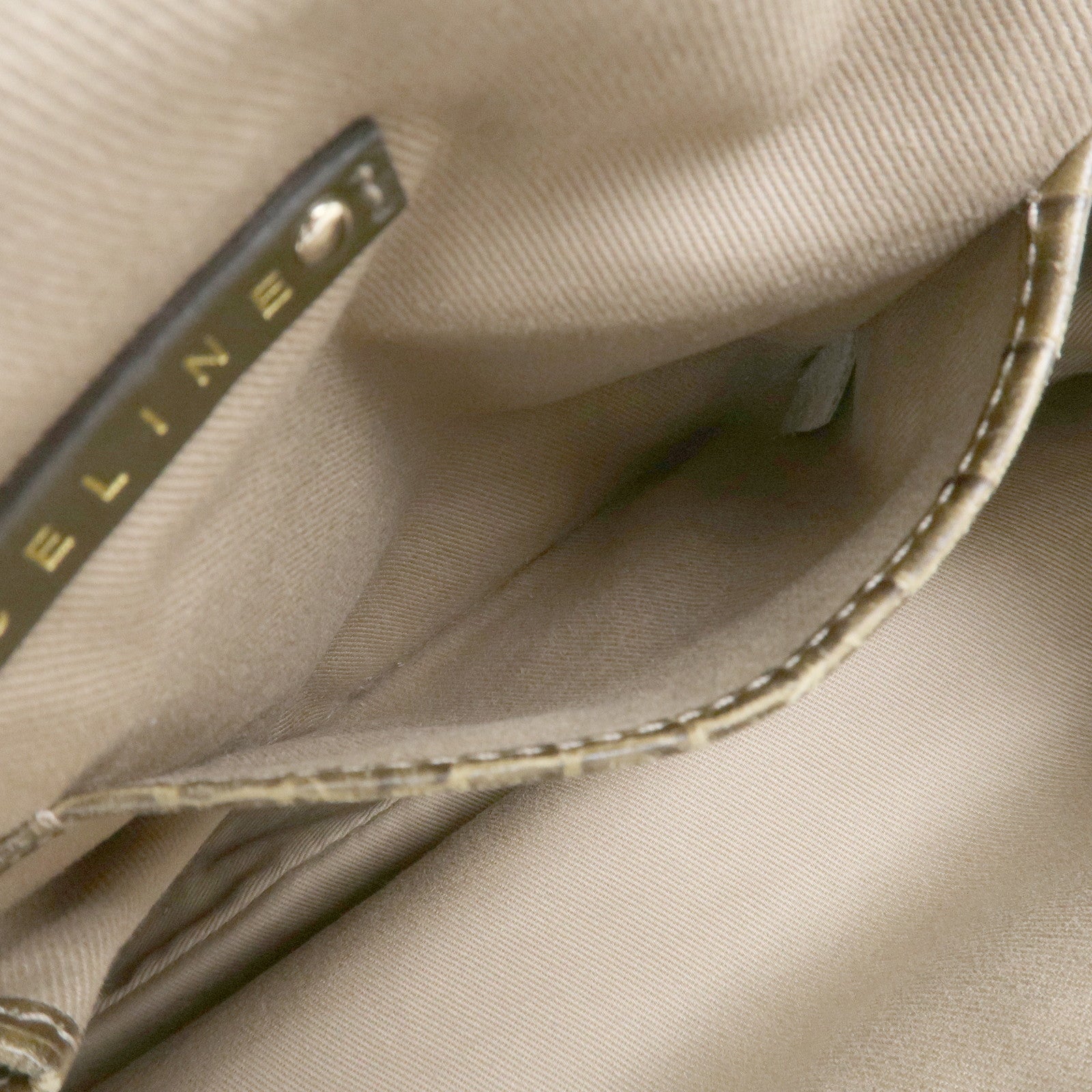 CELINE Macadam Canvas Leather Shoulder Bag Hand Bag Beige