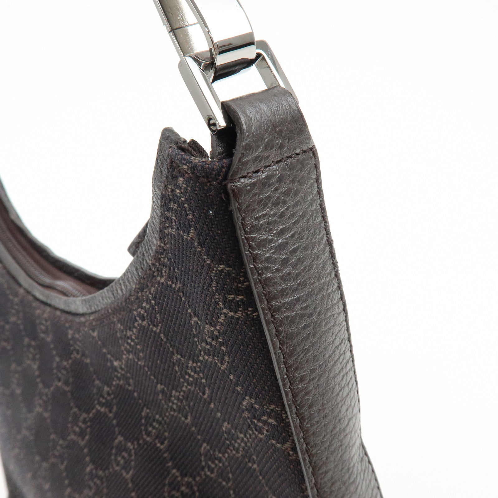 GUCCI GG Denim Leather Shoulder Bag Hand Bag Dark Brown 28335