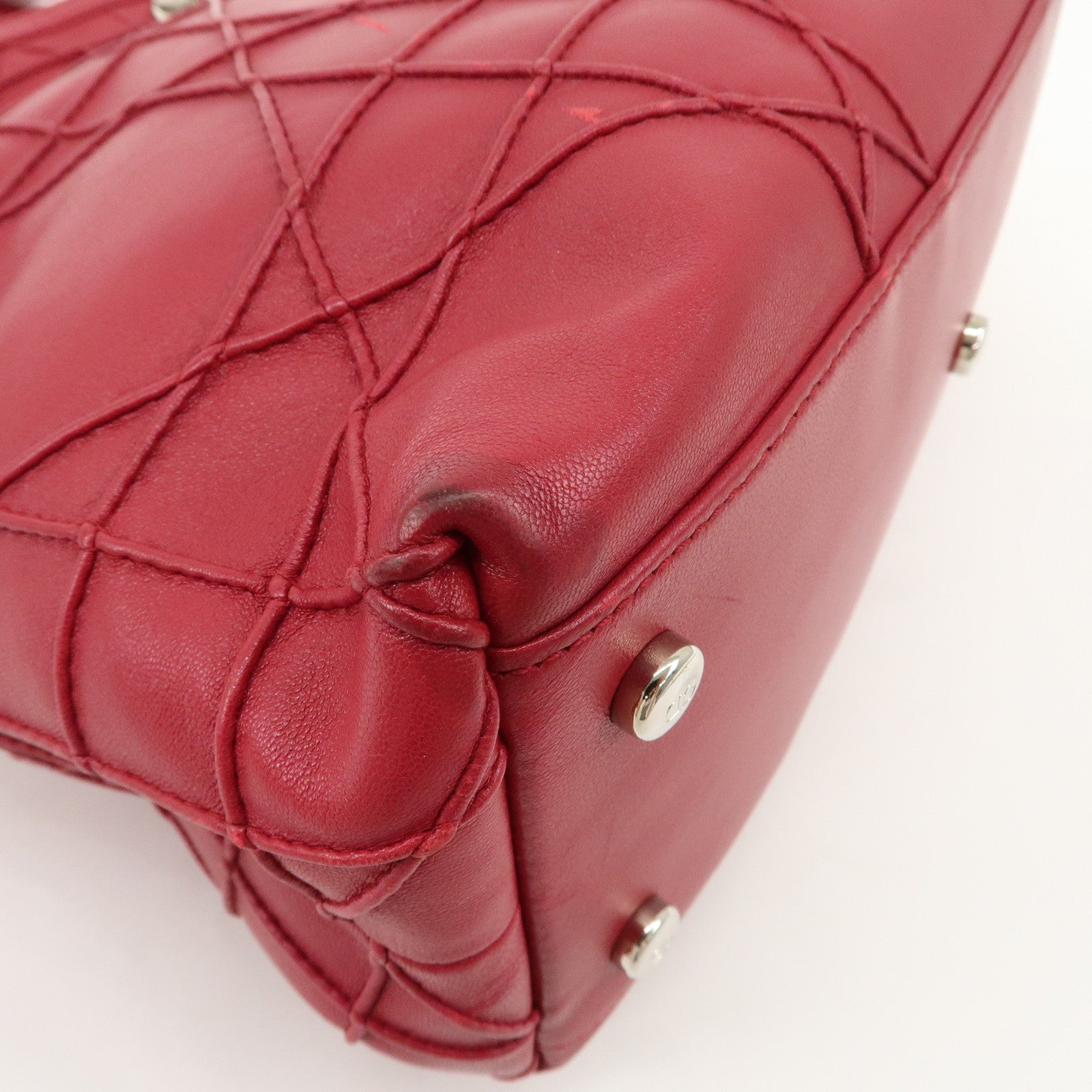 Christian Dior Leather 2Way Bag Hand Bag Shoulder Bag Pink Used