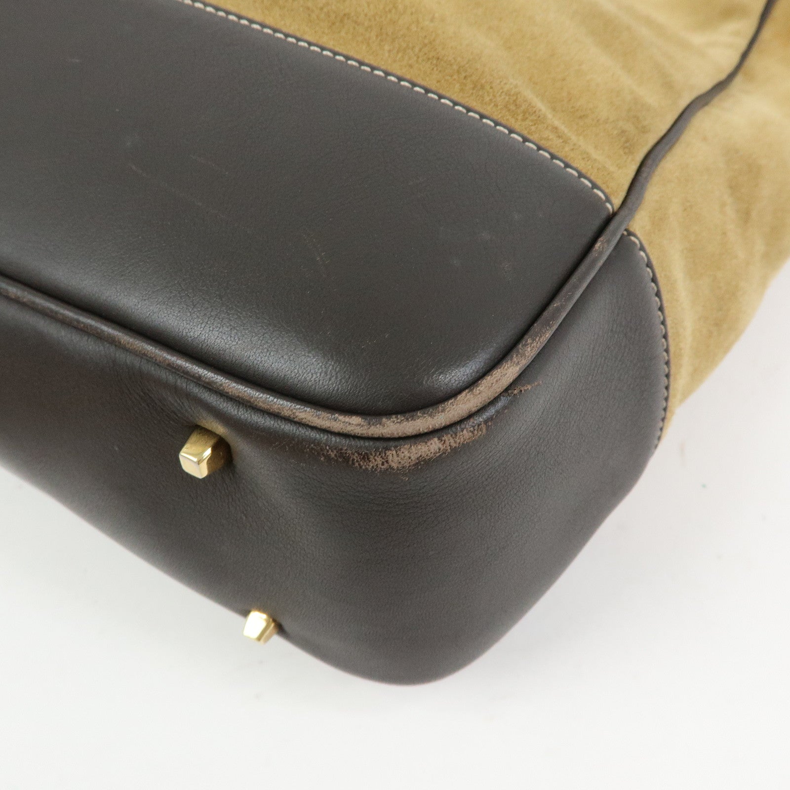 LOEWE Anagram Suede Leather Tote Bag Hand Bag Brown Authentic Used F/S