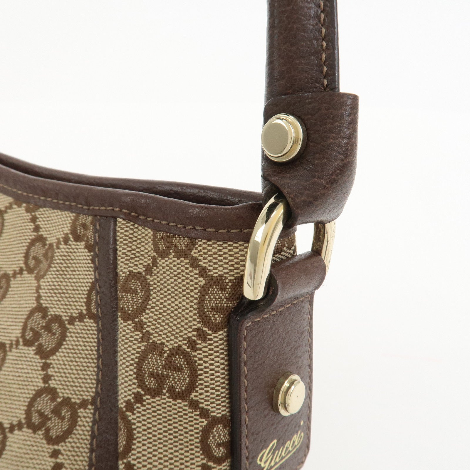 GUCCI Abbey GG Canvas Leather Shoulder Bag Hand Bag Beige 130939