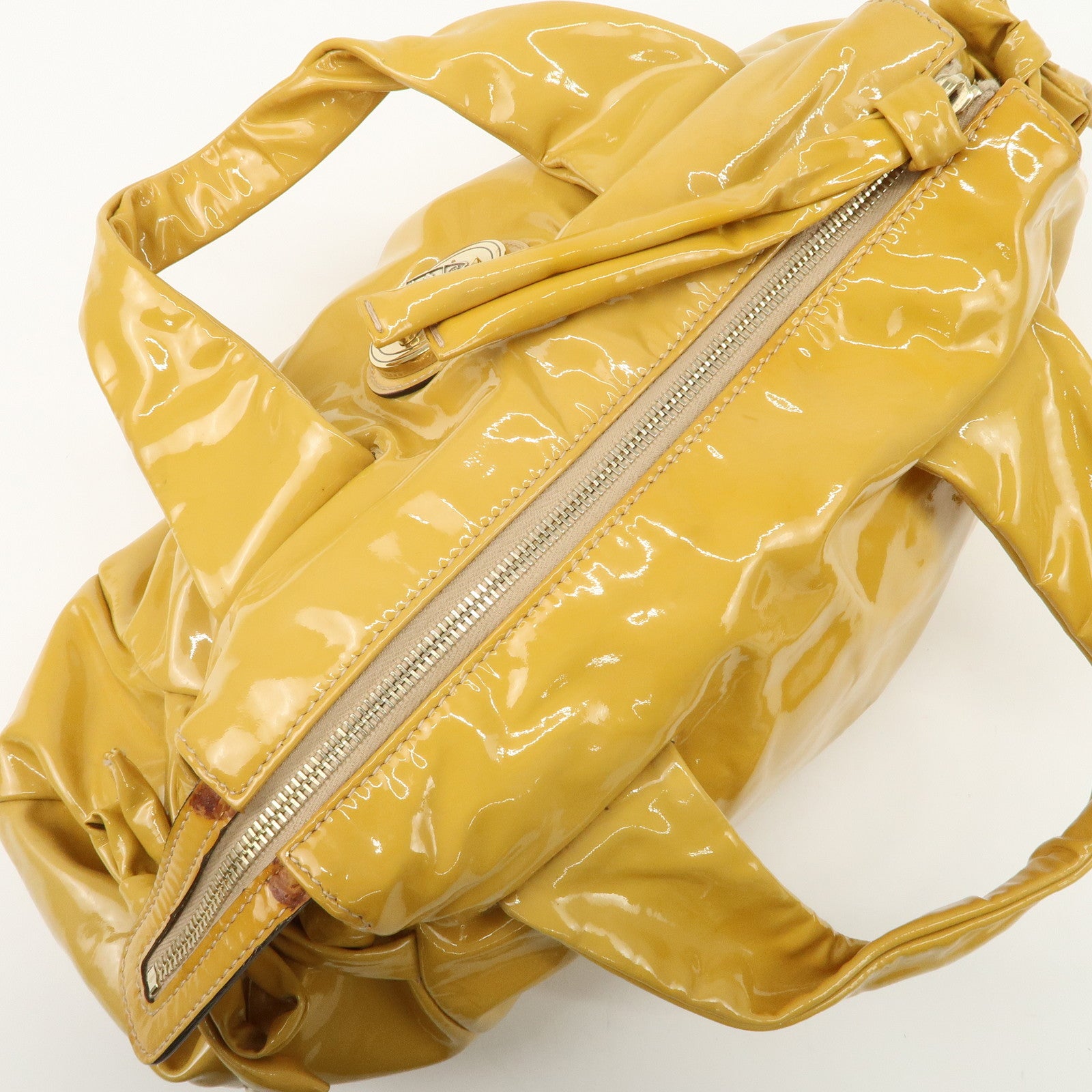 GUCCI Hysteria Patent Leather Hand Bag Tote Bag Yellow 197020