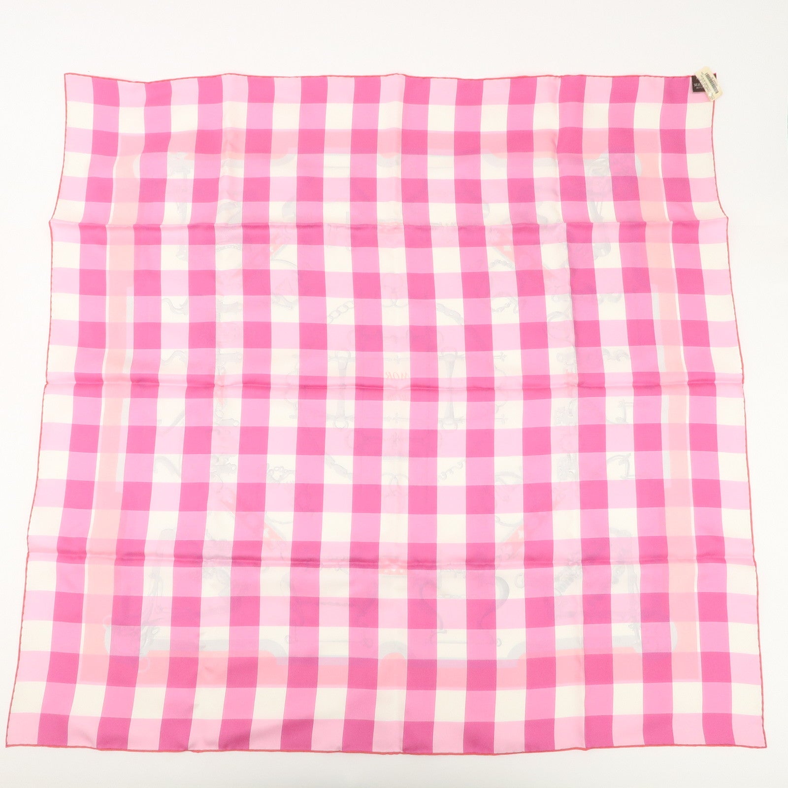 HERMES Carre 90 Silk 100% Scarf MORS et Gourmettes Pink Used