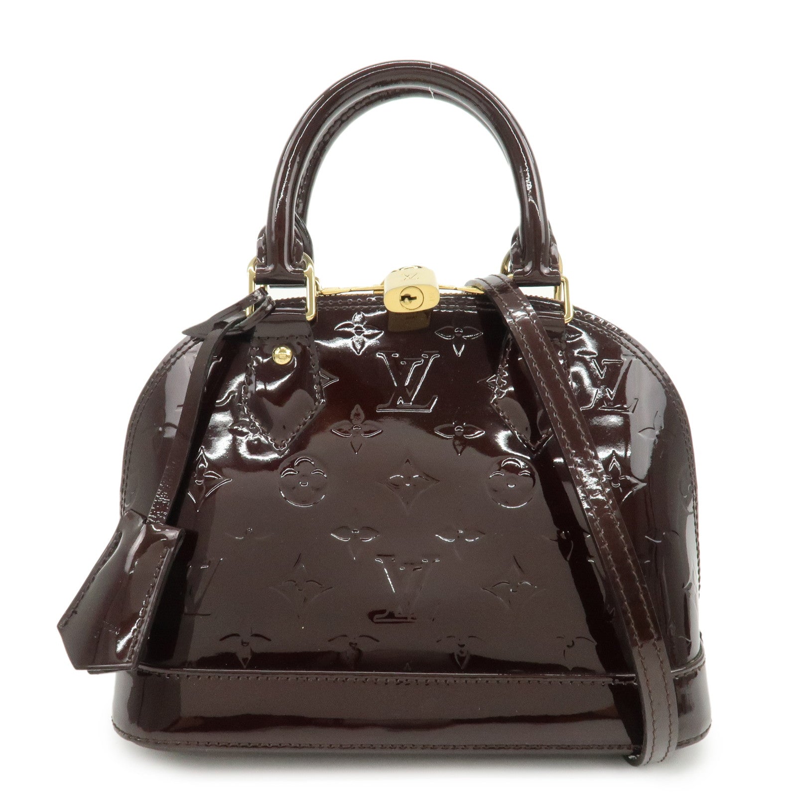 Louis Vuitton Monogram Vernis Alma BB 2Way Hand Bag Amarante M91678