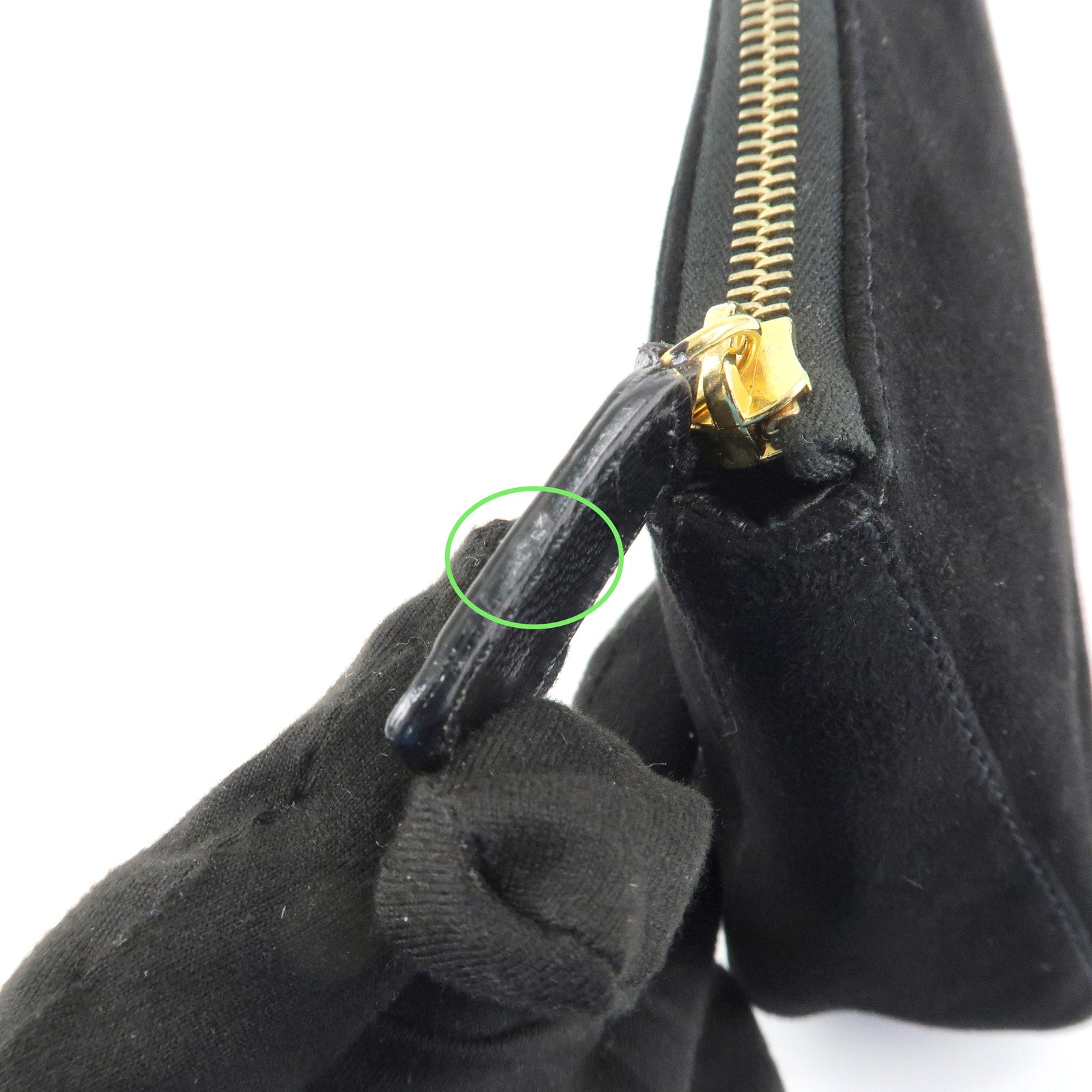 FENDI Suede Cosmetic Pouch Black Gold Hardware 26387 Used