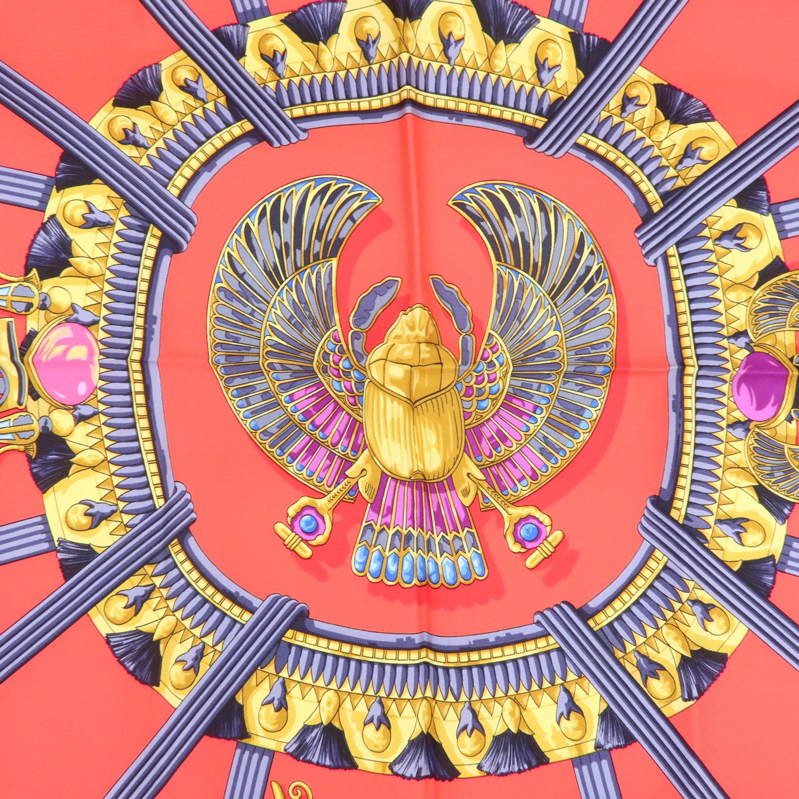 HERMES Carre 90 Silk 100% Caty Scarf Pink Multi Color