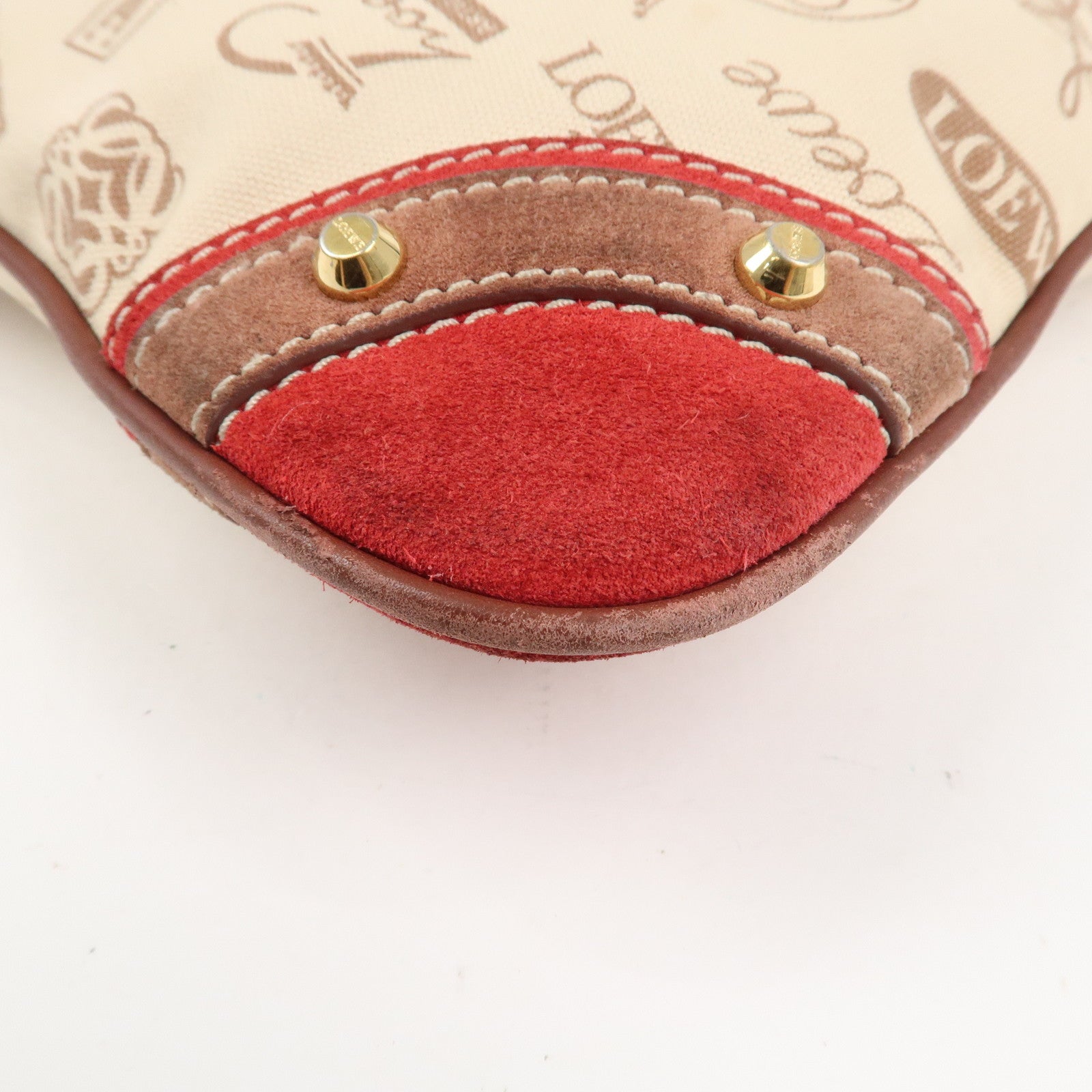 LOEWE Anagram 160th Anniversary Canvas Leather Shoulder Bag Beige