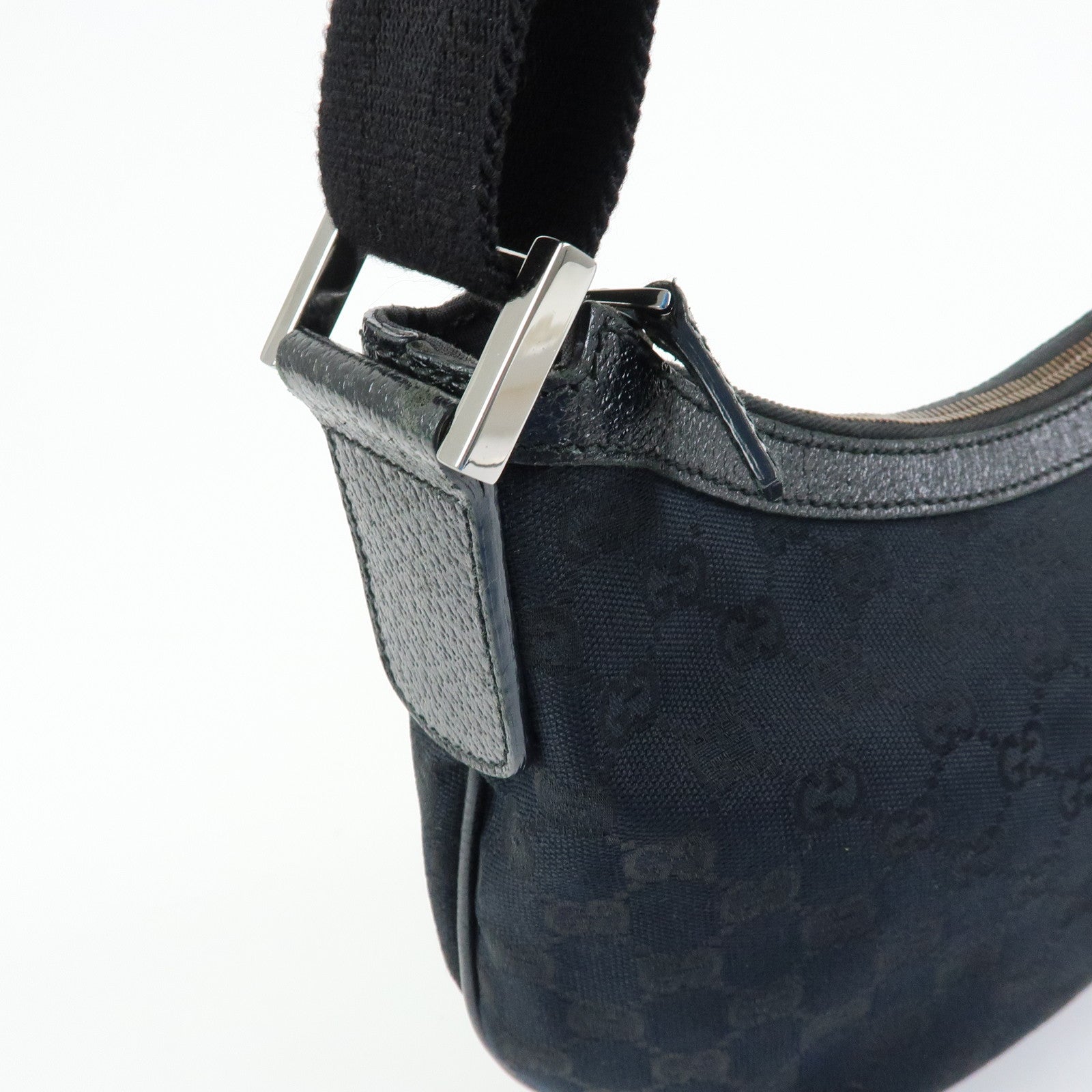 GUCCI GG Canvas Leather Shoulder Bag Crossbody Bag Black 181092