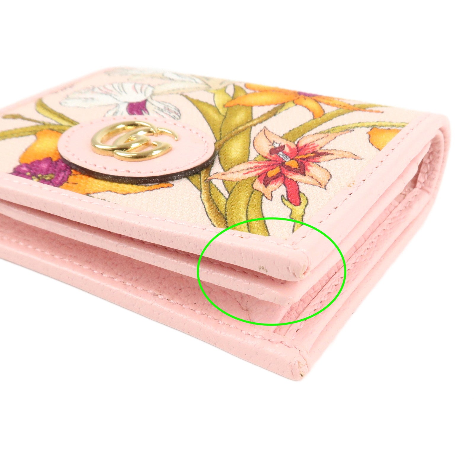 GUCCI GG Marmont Canvas Leather Japan Limited Flora Compact Wallet 577347 Used