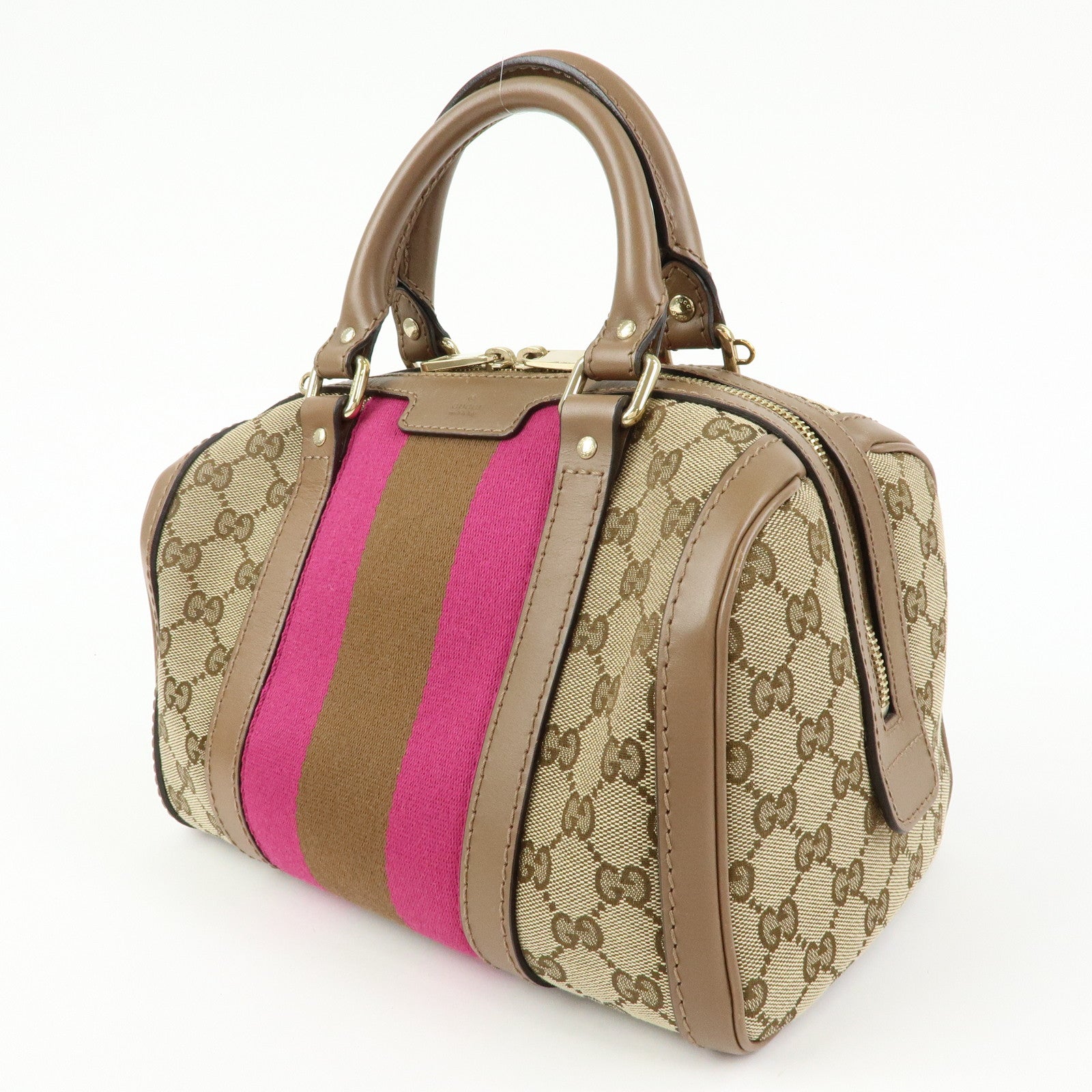 GUCCI Sherry GG Canvas Leather 2WAY Bag Boston Bag Beige 269876