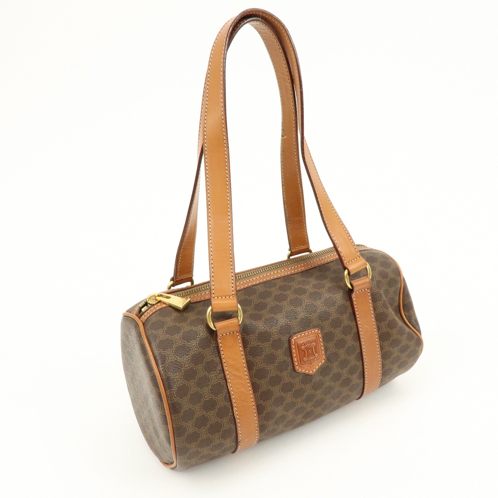 CELINE Macadam PVC Leather Shoulder Bag Hand Bag Brown