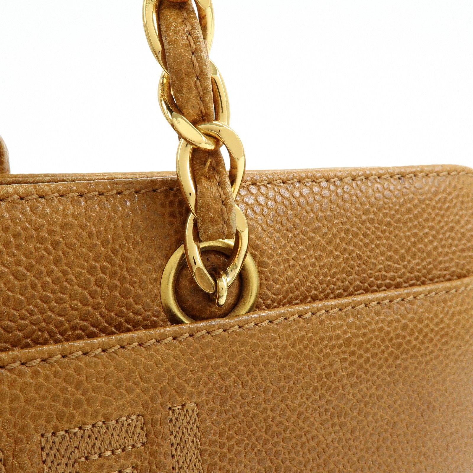 CHANEL Caviarskin Tote Bag Hand Bag Brown A08913