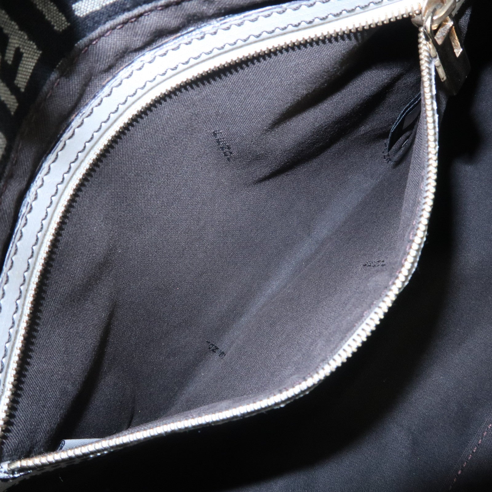 FENDI Mamma Baguette Zucchino Leather Canvas Shoulder Bag 8BR001 Used