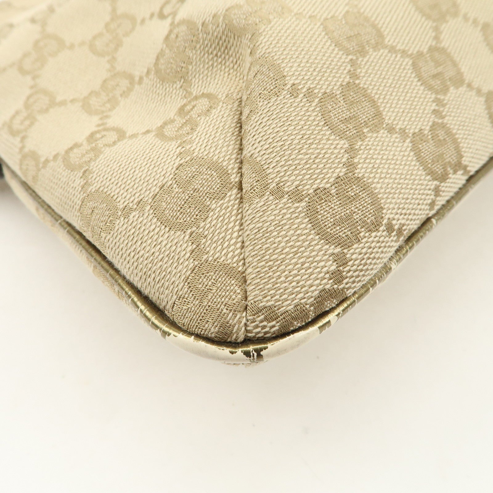 GUCCI Sherry GG Canvas Leather Shoulder Bag Pink Beige 189749 Used