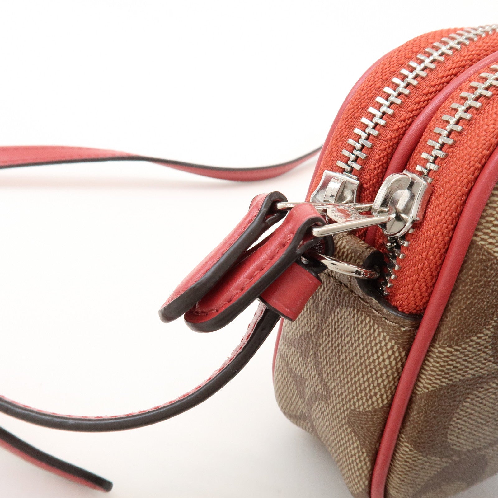 COACH Signature Pacman Collaboration Shoulder Bag Brown Red