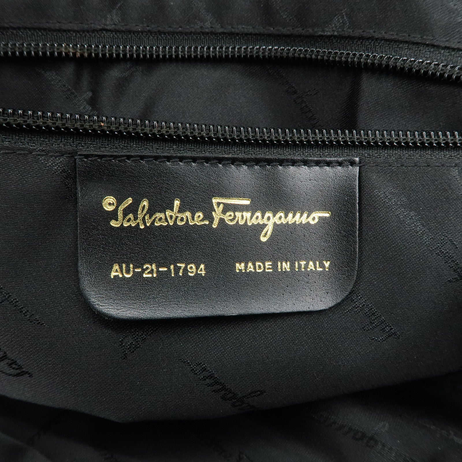 Ferragamo Gancini Leather Canvas Shoulder Bag Hand Bag Beige Brown