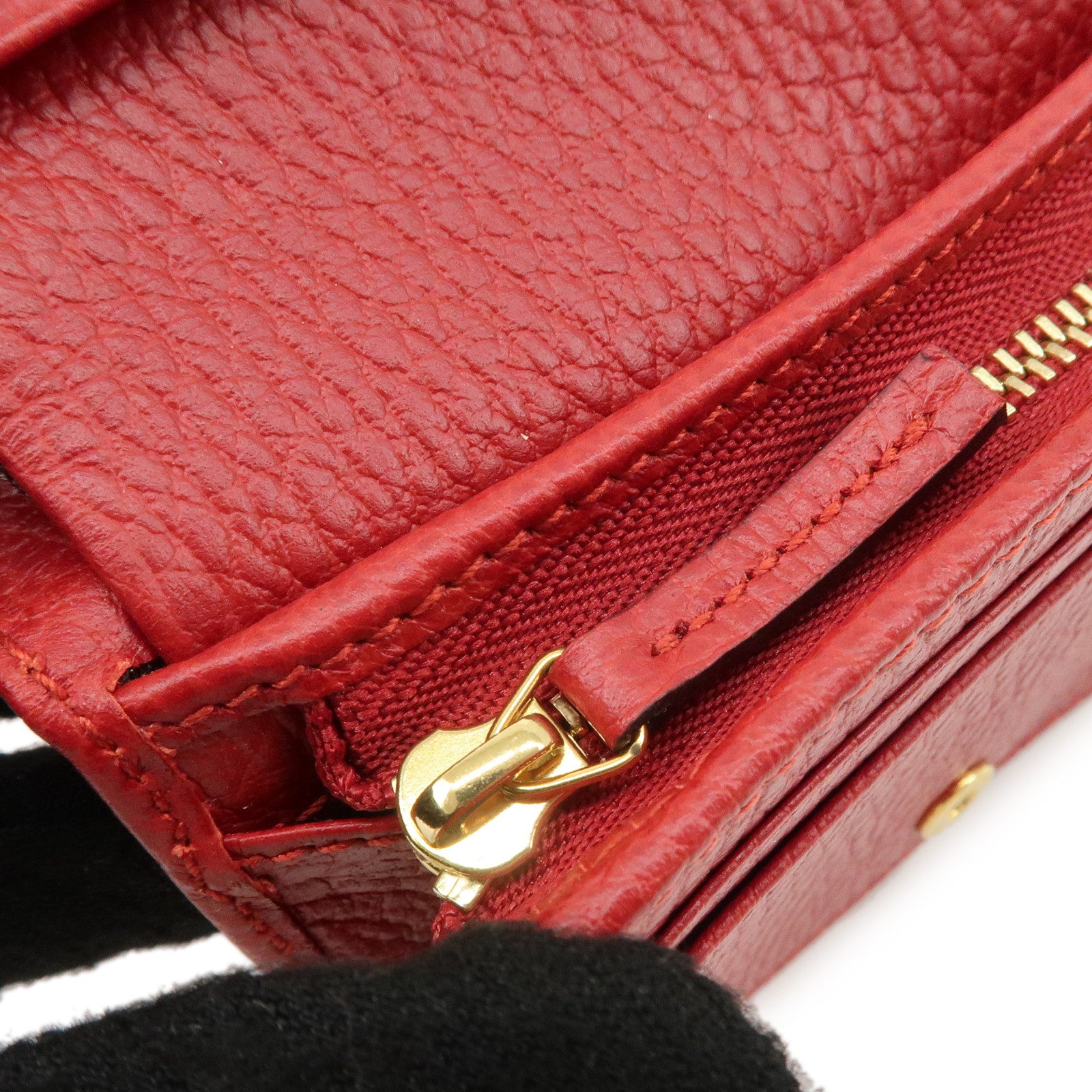 GUCCI GG Marmont Double G Mini Wallet Compact Wallet Red 456126 Used