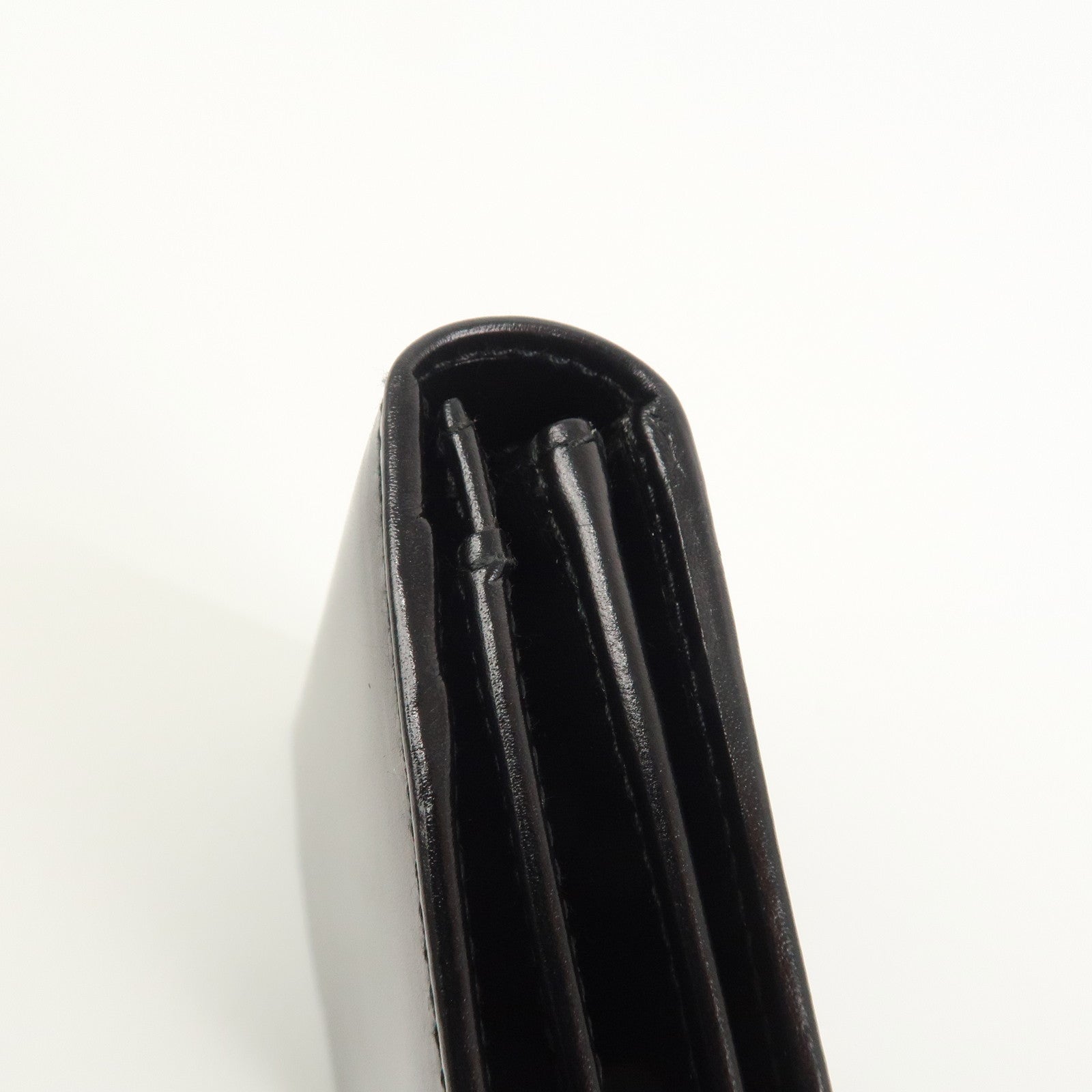 PRADA Logo Leather Compact Wallet Card Case Coin Case Black