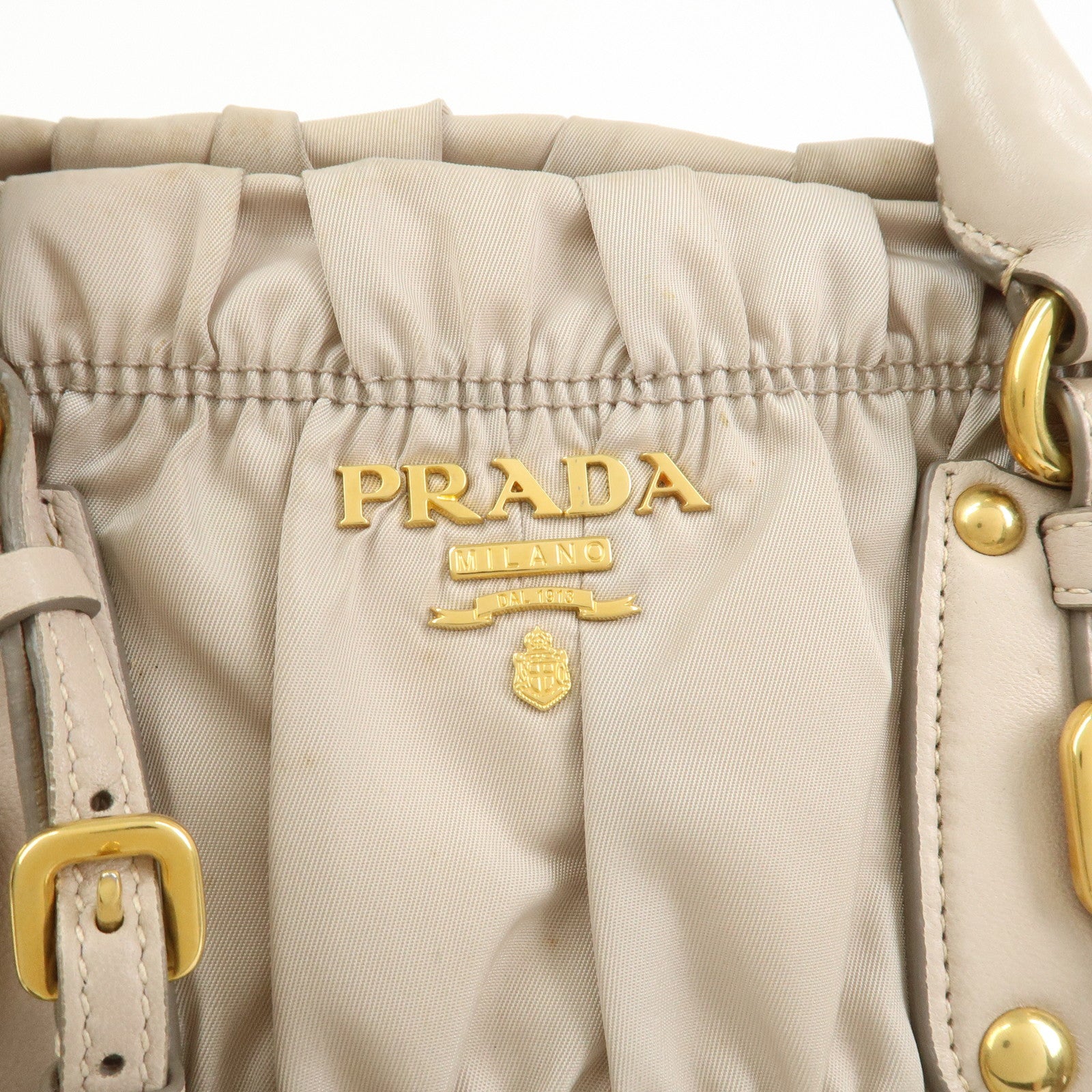 PRADA Nylon Leather 2Way Bag Hand Bag Shoulder Bag Gray BN1407