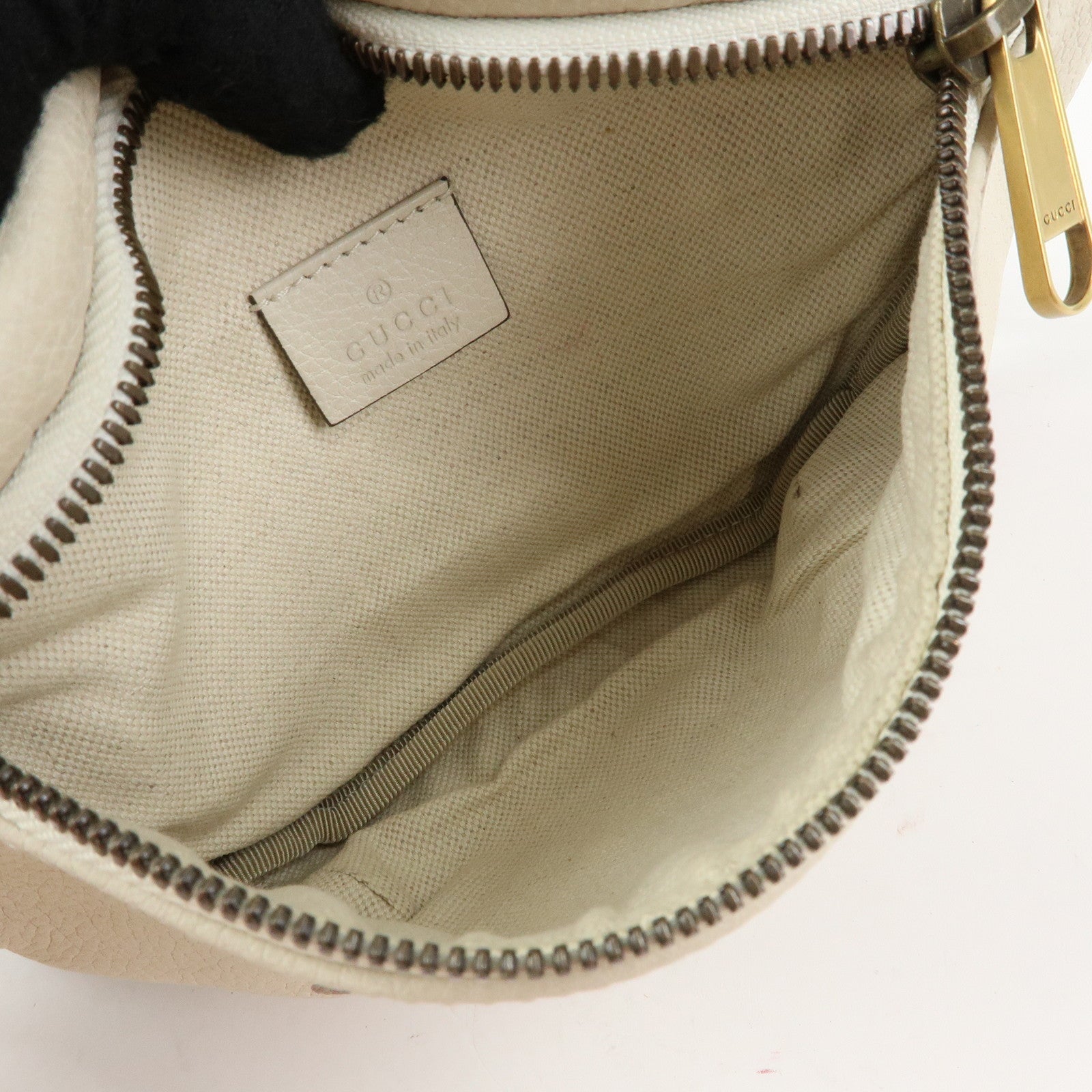 GUCCI Sherry Vintage Logo Leather Waist Pouch Body Bag Ivory 527792