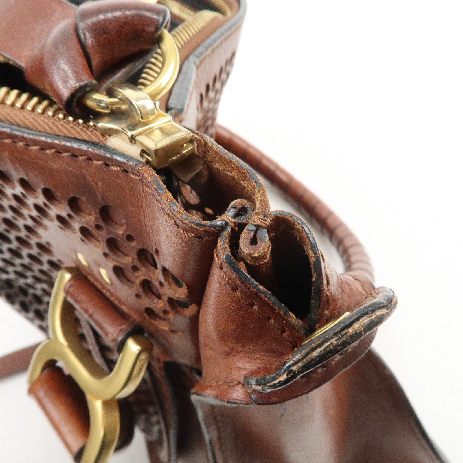 Chloe Marcie Leather 2WAY Bag Shoulder Bag Hand Bag Brown