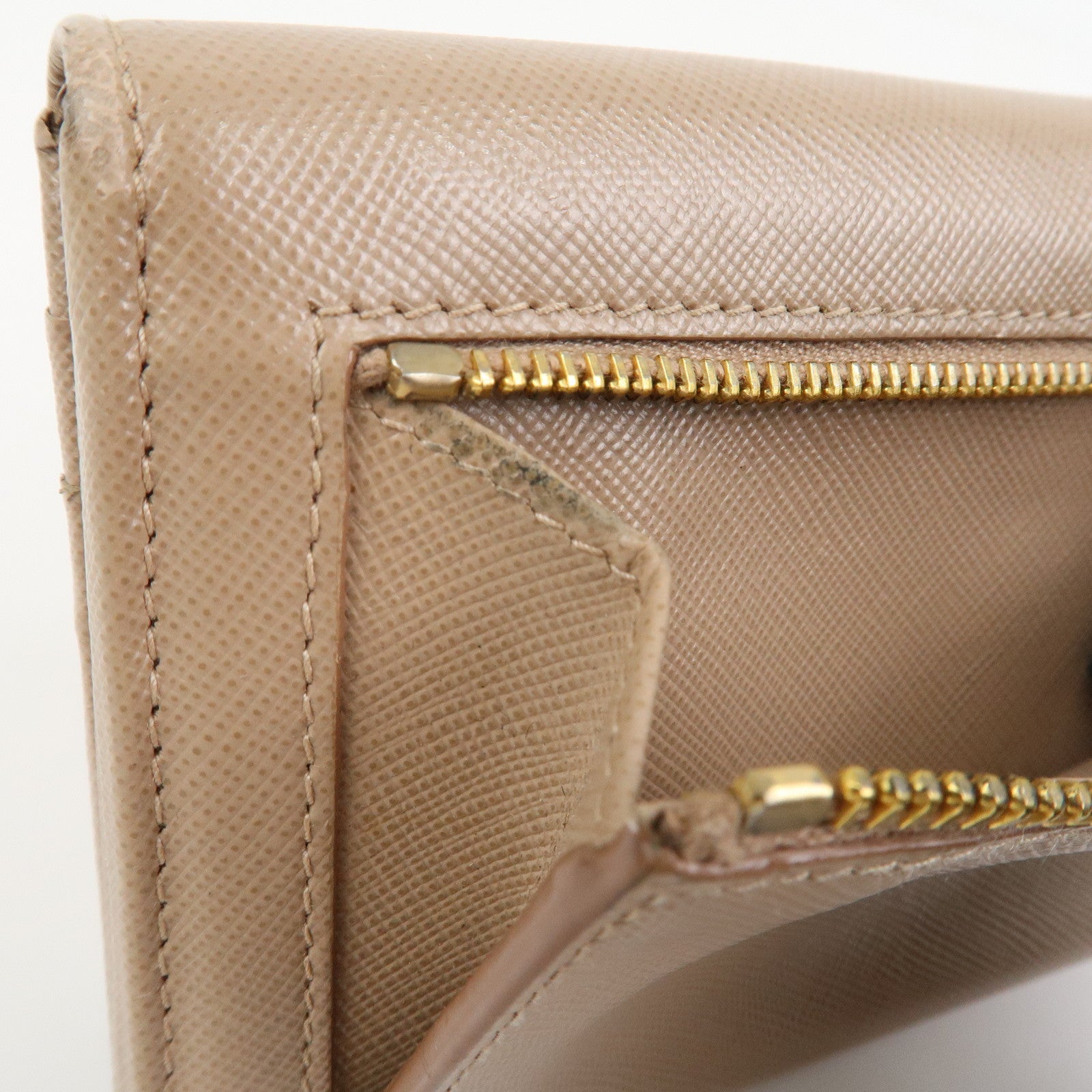 PRADA Triangle Logo Saffiano Leather Long Wallet Pink Beige 1MH132