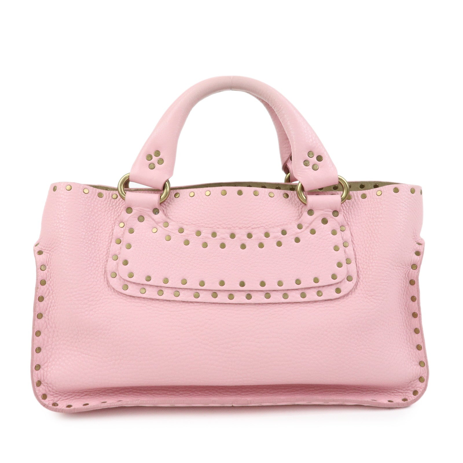 CELINE Boogie Bag Leather Studs Hand Bag Tote Bag Pink